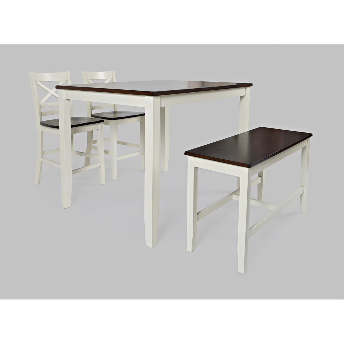 Asbury Park Solid Wood Farmhouse Four Piece Counter Height Dining Set With Bench