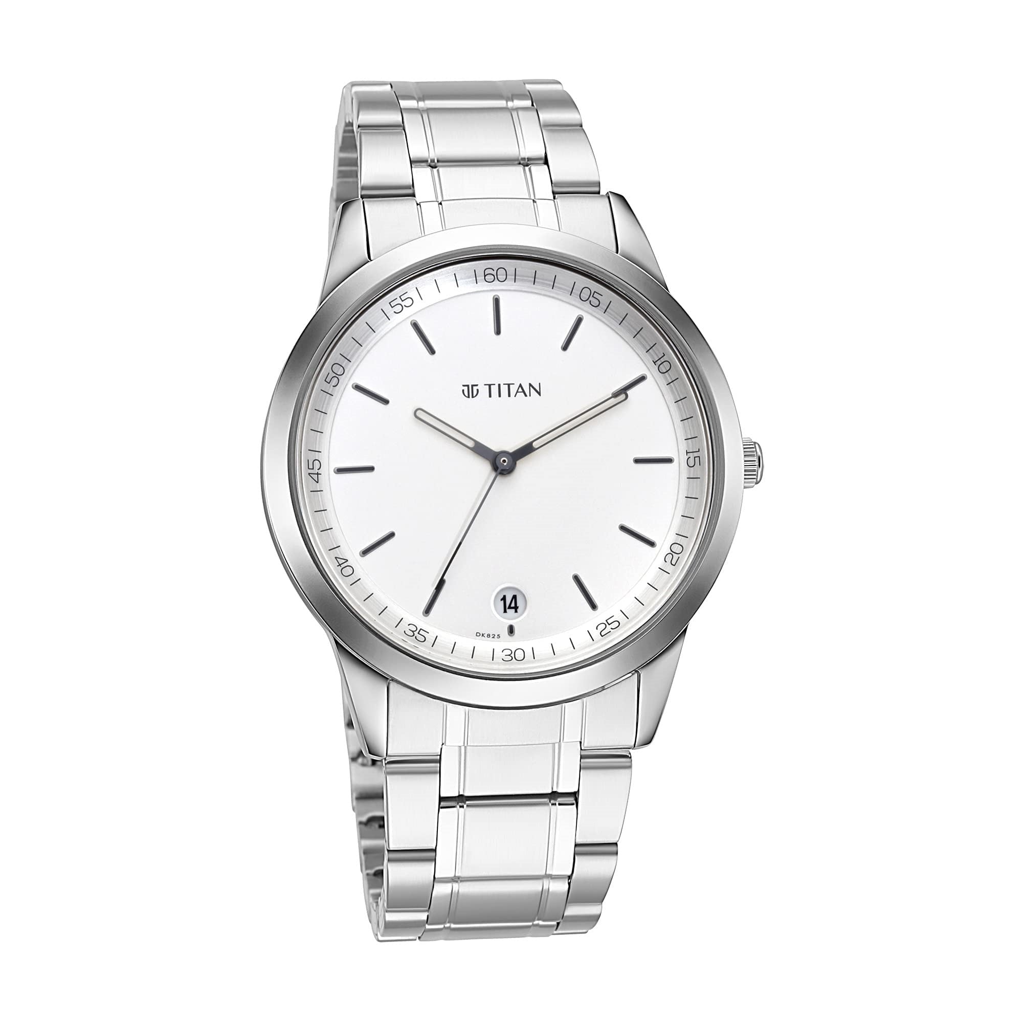 Titan Men's Timeless Style Analog Watch: Refined White Dial and Metal Strap-NP1806SM03