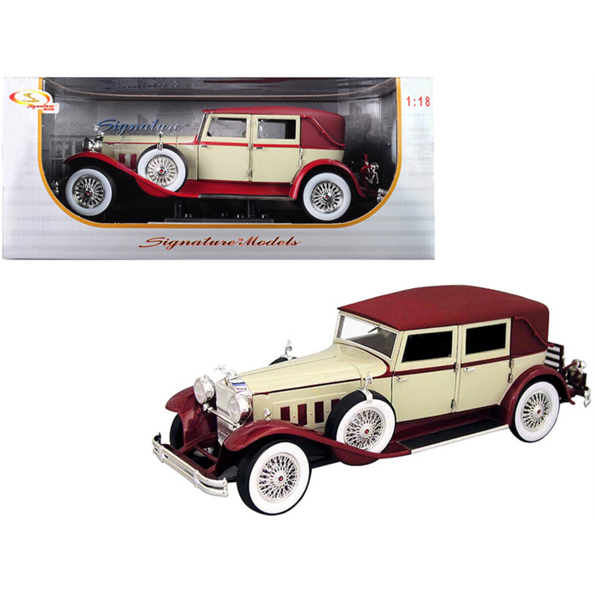 1930 Packard Lebaron Cream And Red 1/18 Diecast Model Car By Signature Models