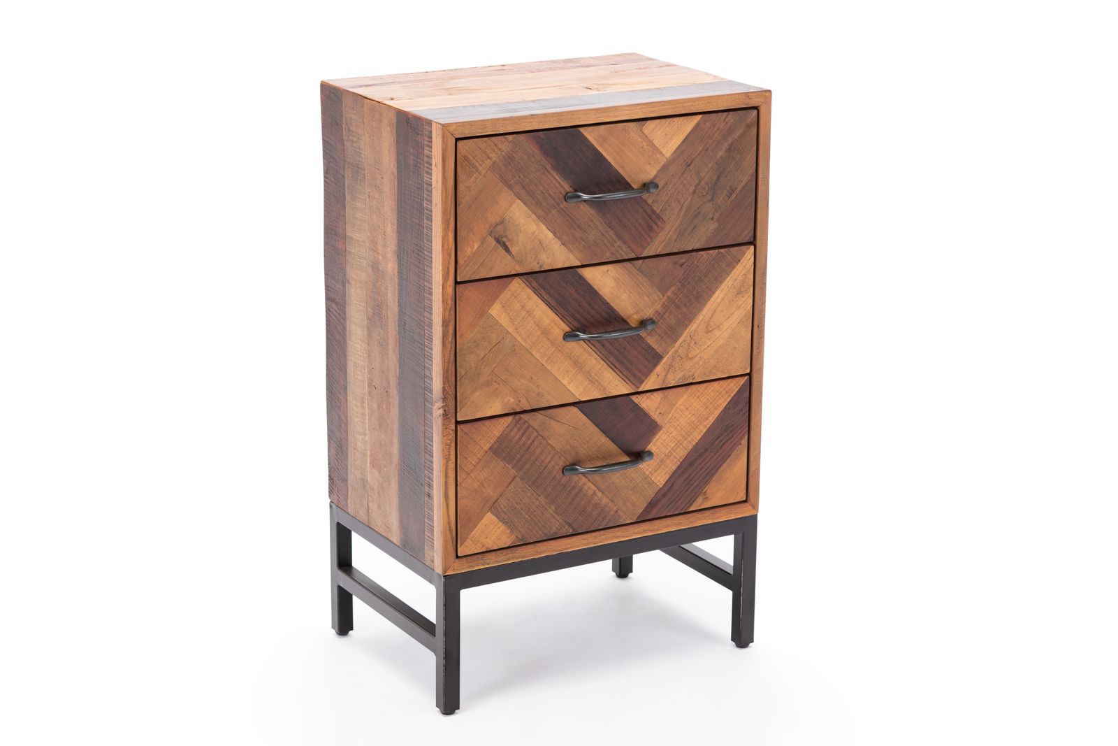 Benton Oak Wood 3 Drawer Nightstand - Natural Oak Finish