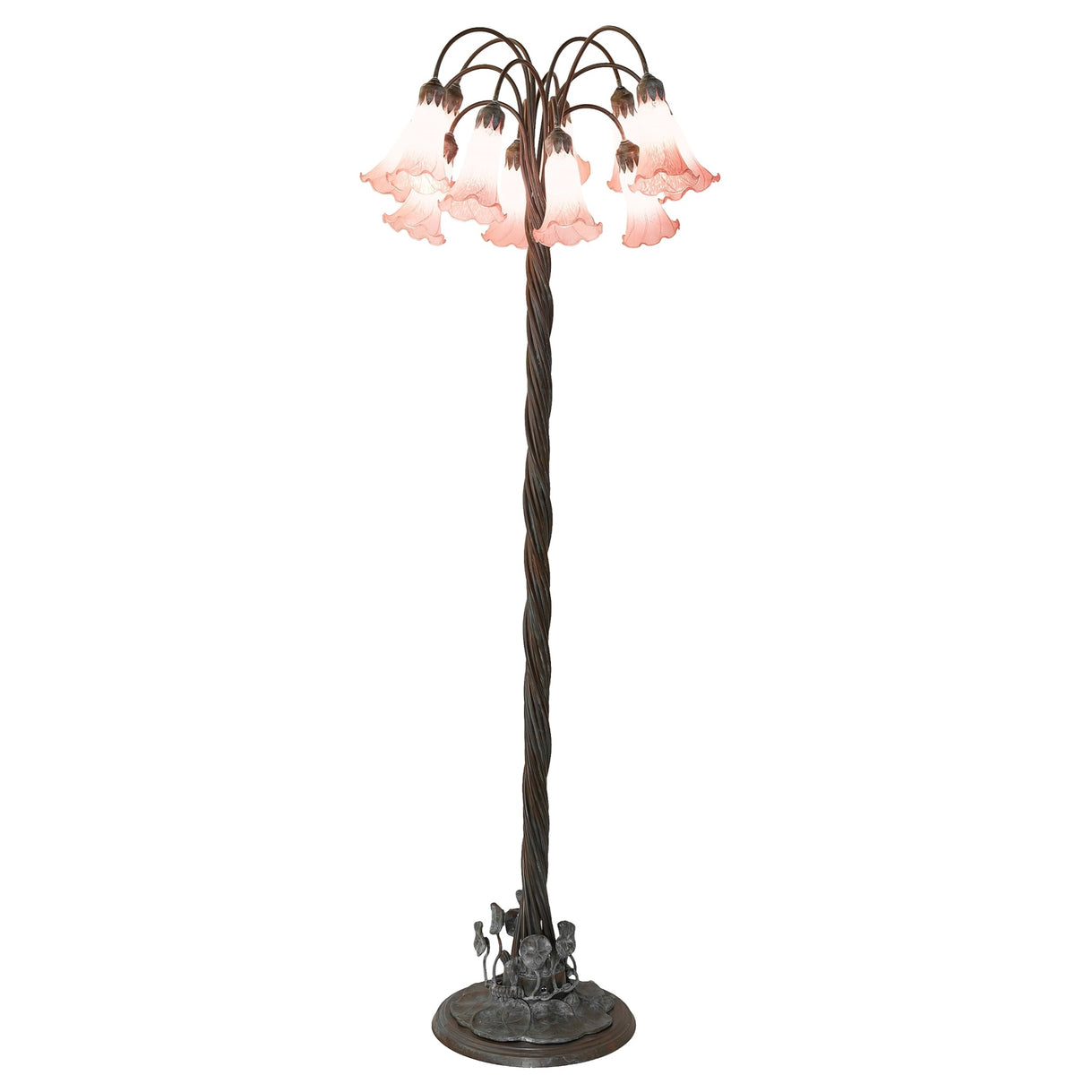 61' High Pink Tiffany Pond Lily 12 Light Floor Lamp