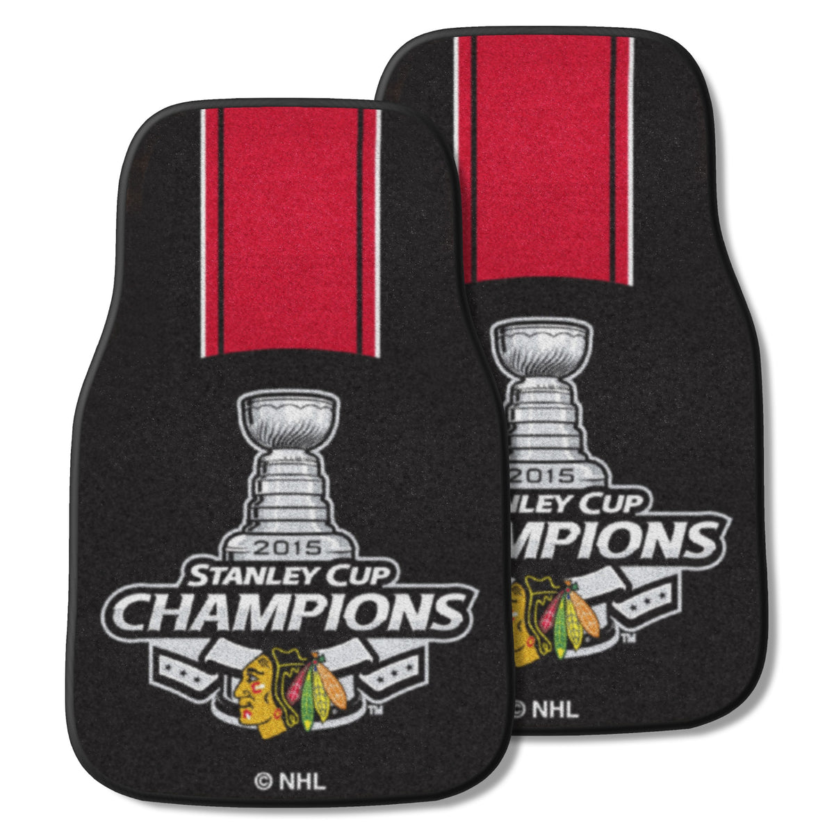 Chicago Blackhawks 2015 Nhl Stanley Cup Champions Front Carpet Car Mat Set - 2 Pieces