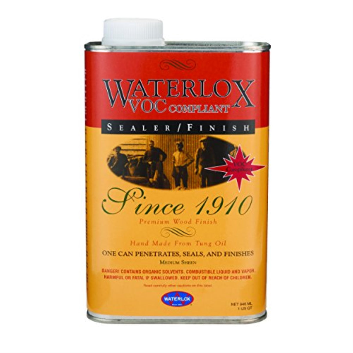 1826726 Wood Finish Medium 1Qt Waterlox Medium Clear Oil-Based Wood Finish 1 Qt (Pack Of 6)