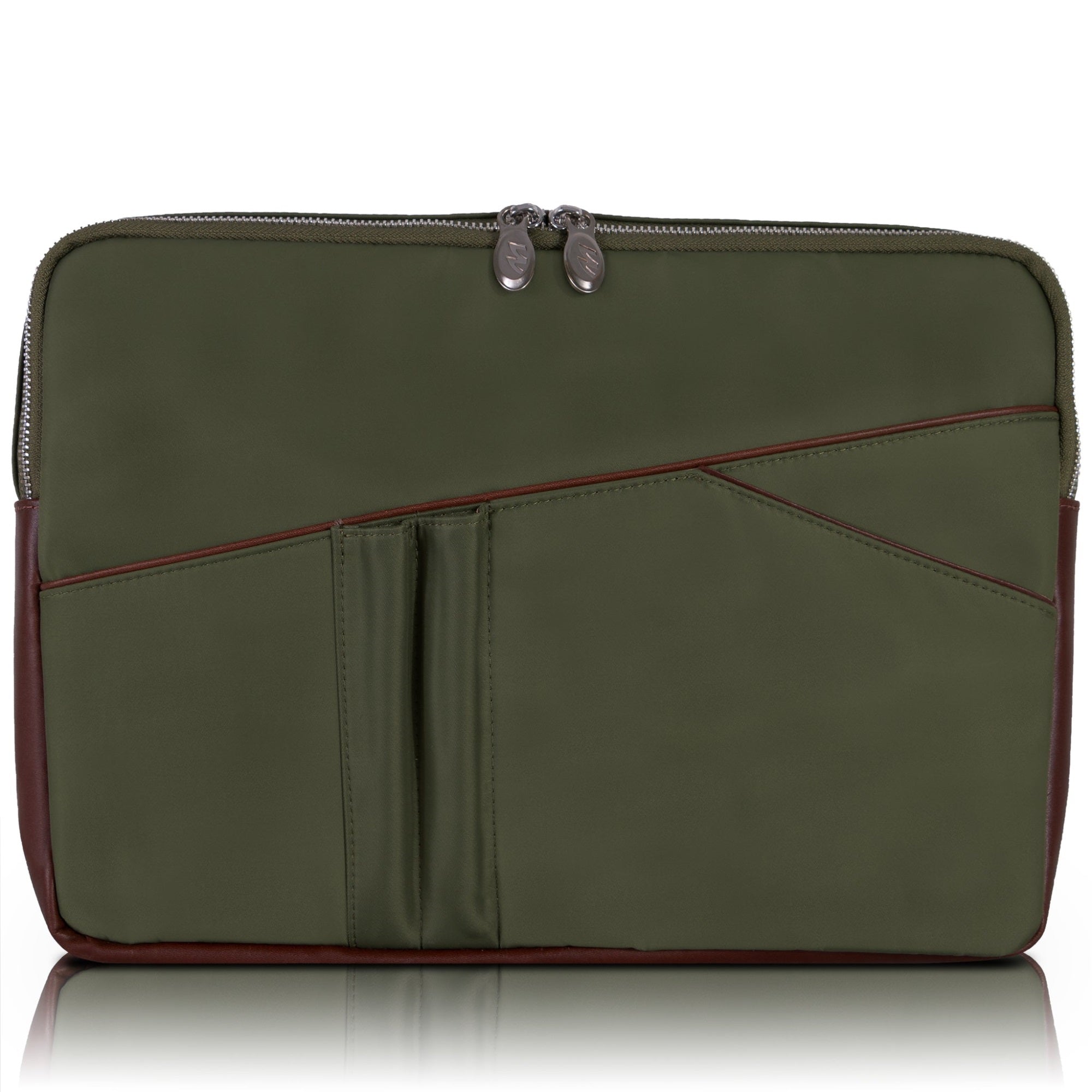 N Series | Auburn | 15 Nylon Laptop Sleeve With Leather Trim - Green