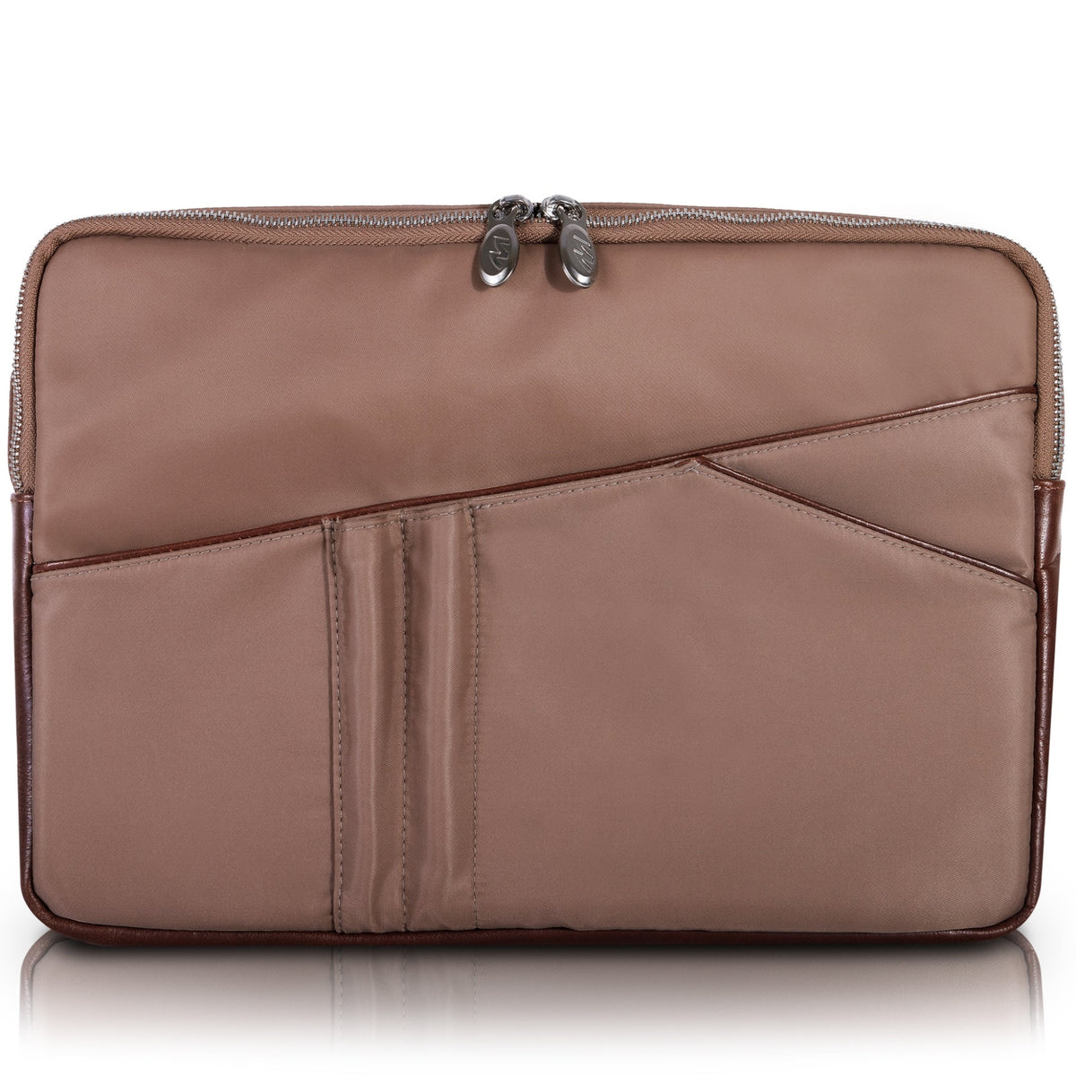 N Series | Auburn | 15 Nylon Laptop Sleeve With Leather Trim - Khaki