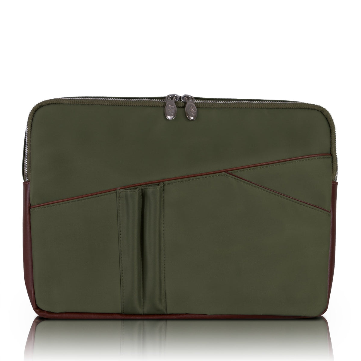 N Series | Crescent | 14 Nylon Laptop Sleeve With Leather Trim - Green