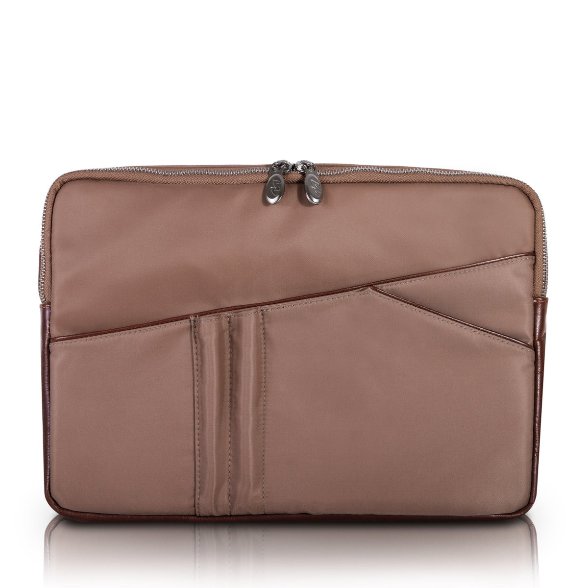 N Series | Crescent | 14 Nylon Laptop Sleeve With Leather Trim - Khaki