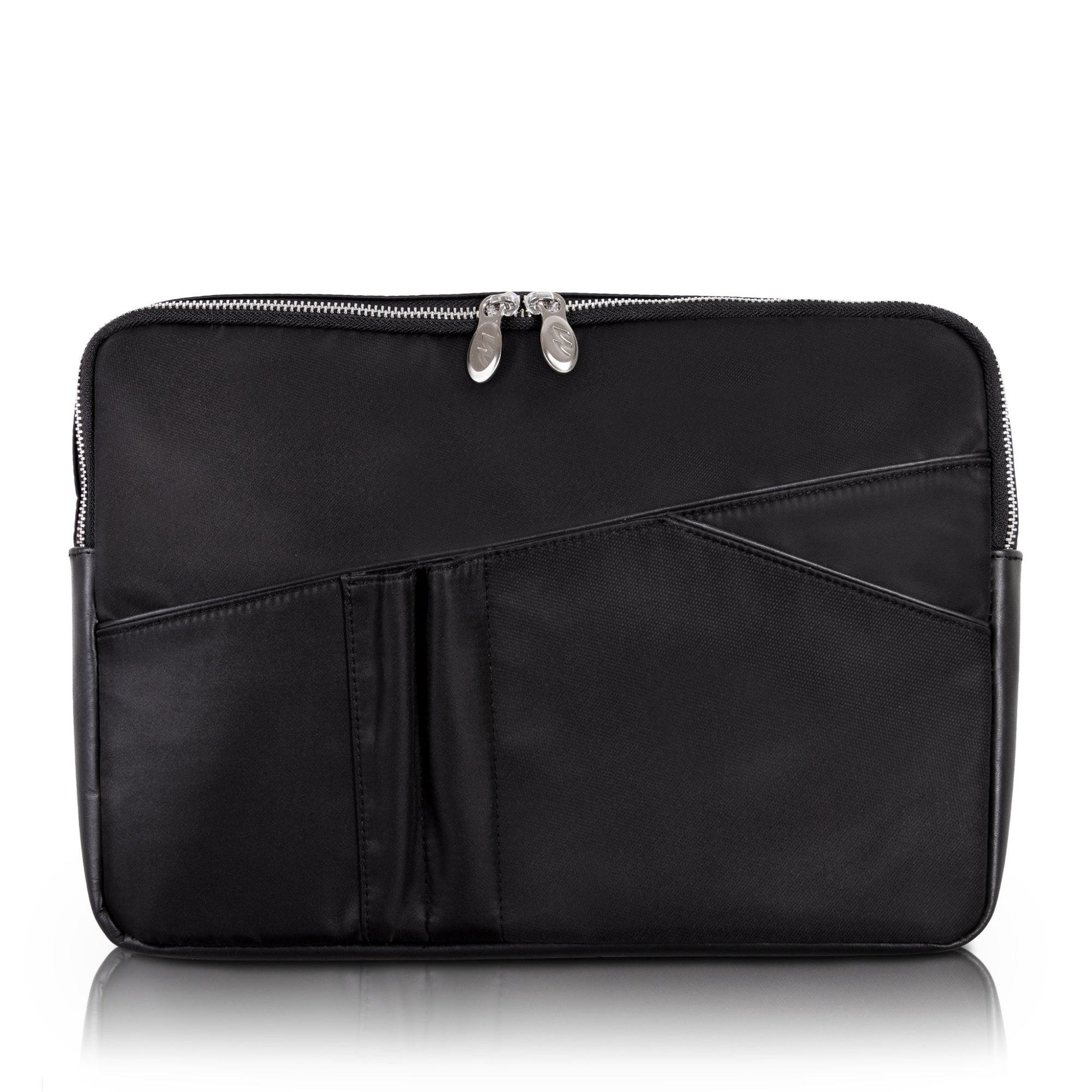 N Series | Crescent | 14 Nylon Laptop Sleeve With Leather Trim - Black