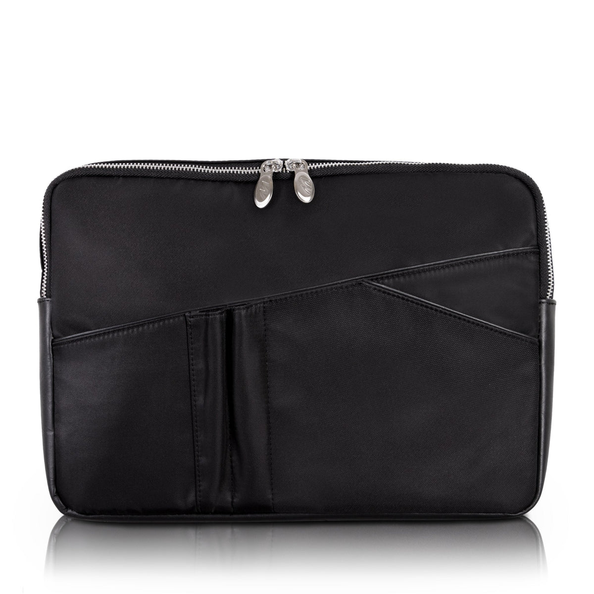 N Series | Crescent | 14 Nylon Laptop Sleeve With Leather Trim - Black