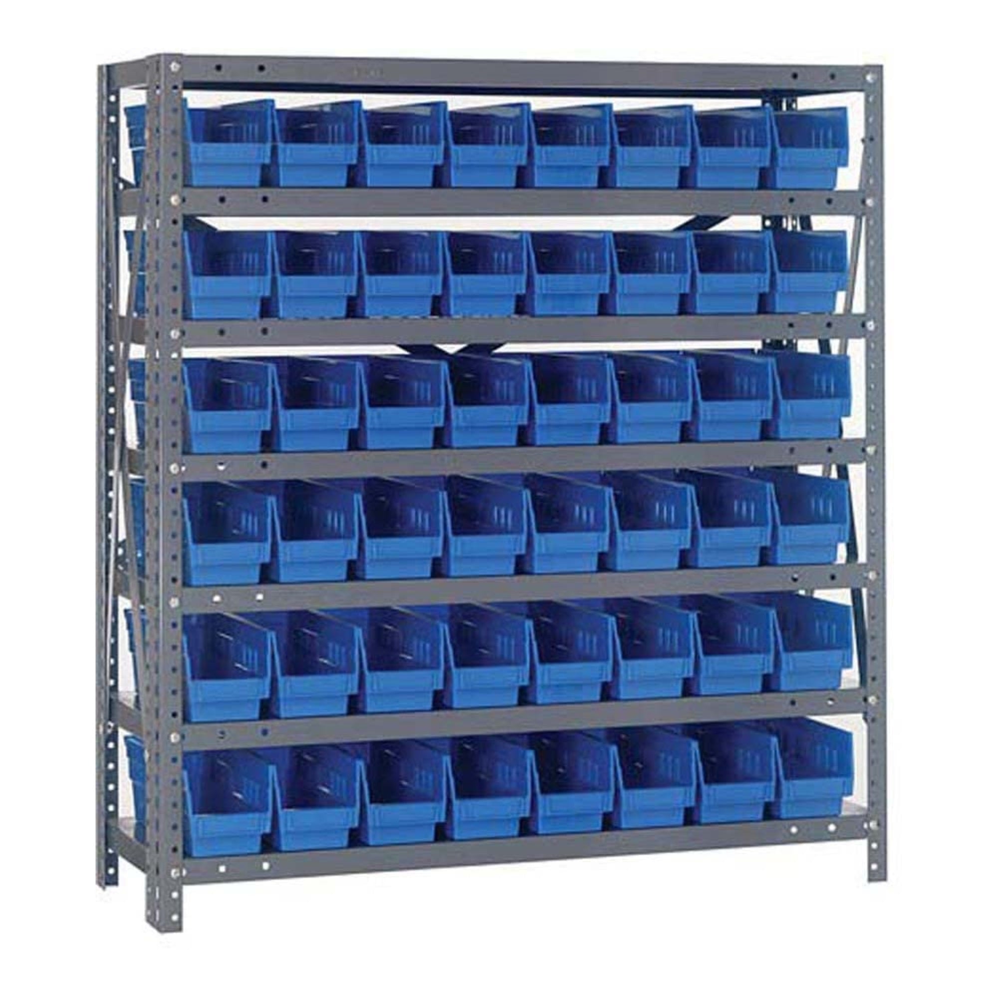 Quantum Storage Systems 1839-103Bl Steel Shelving Unit With 4 Shelf Bins, 18 D X 36 W X 39 H, Blue