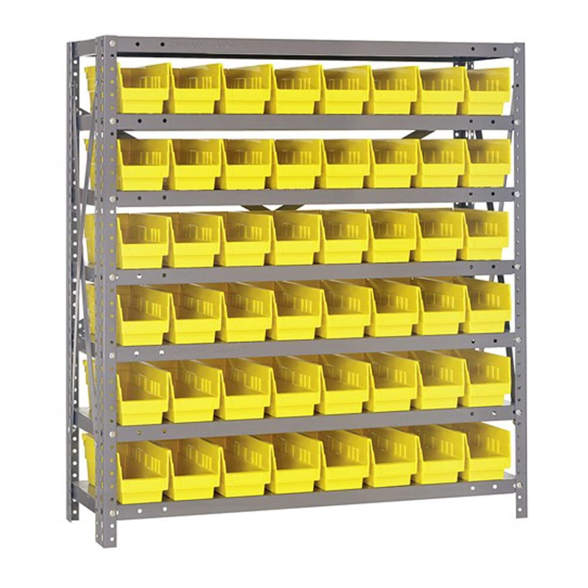 Quantum Storage Systems 1839-103Yl Steel Shelving Unit With 4 Shelf Bins, 18 D X 36 W X 39 H, Yellow