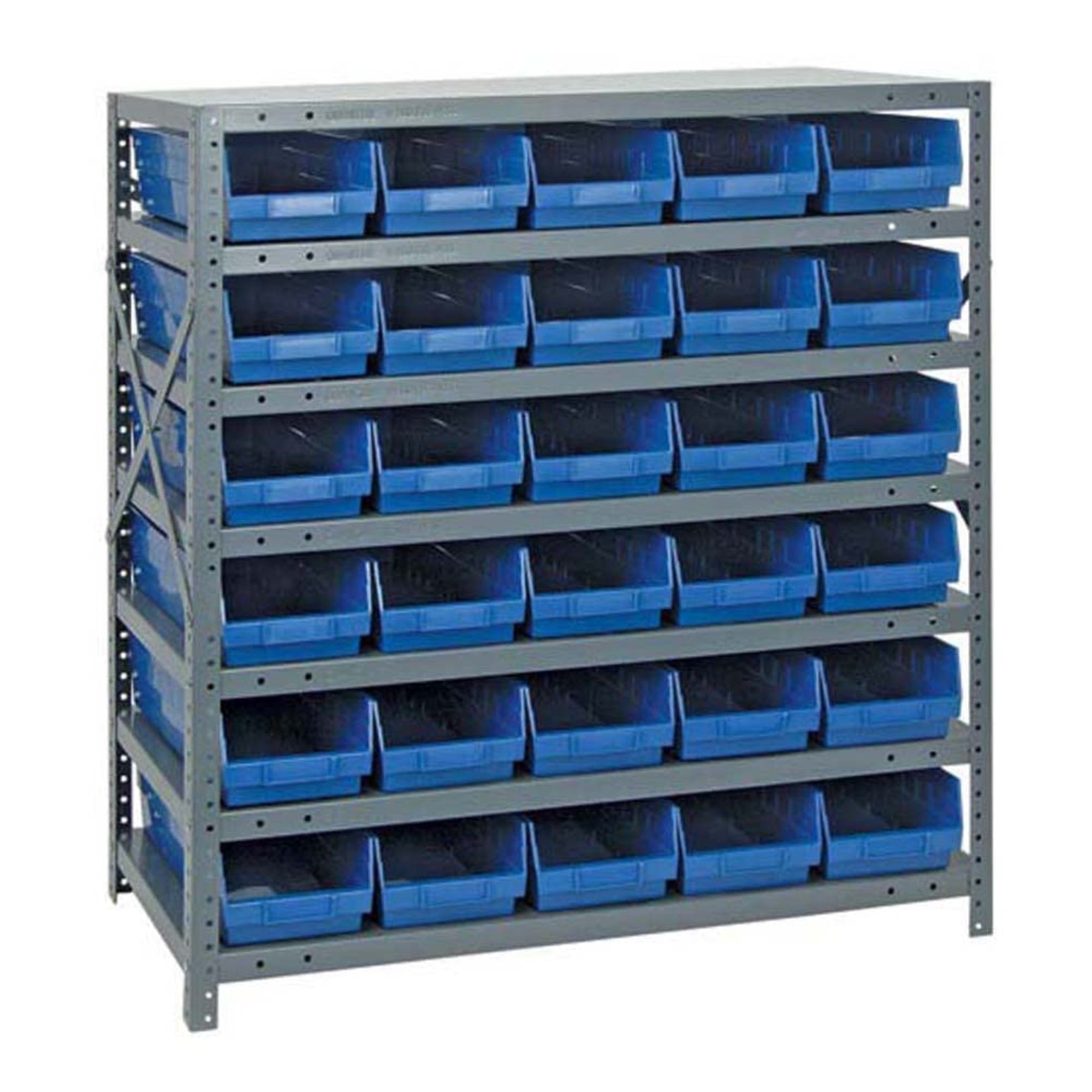 Quantum Storage Systems 1839-104Bl Steel Shelving Unit With 4 Shelf Bins, 18 D X 36 W X 39 H, Blue
