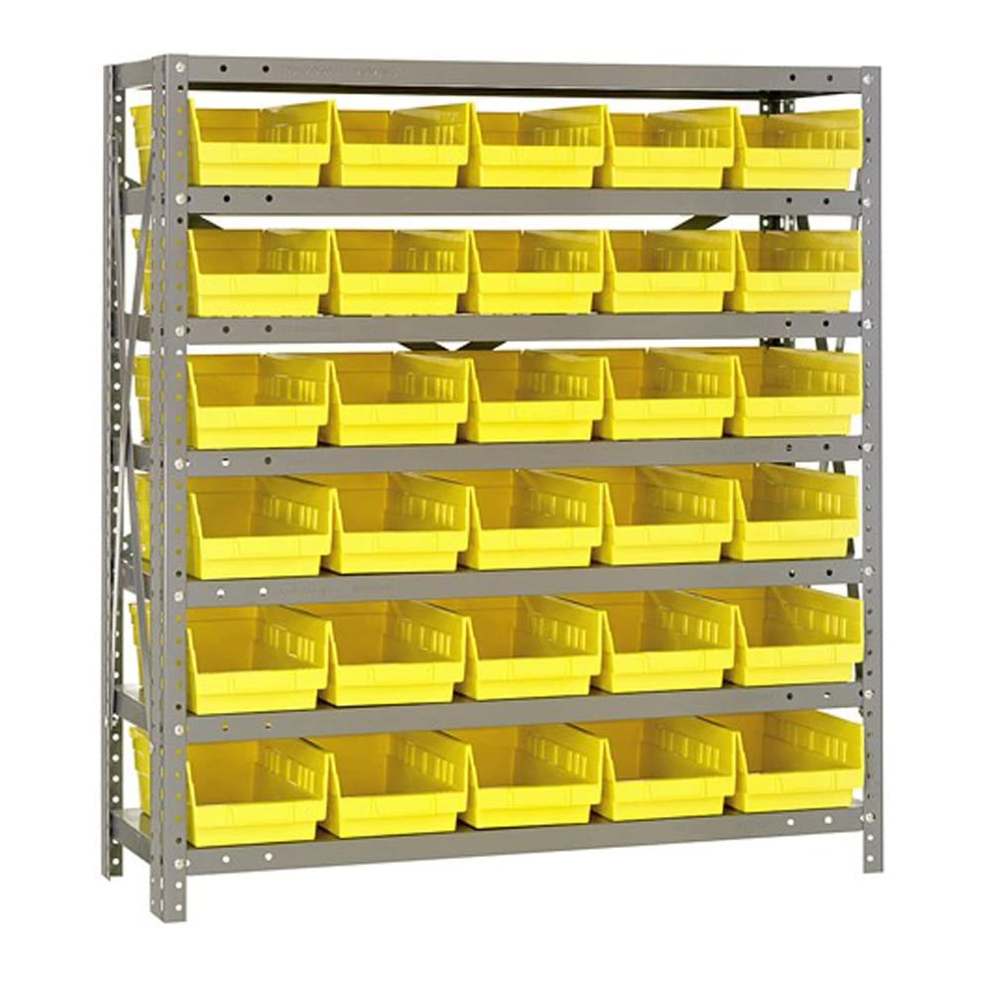 Quantum Storage Systems 1839-104Yl Steel Shelving Unit With 4 Shelf Bins, 18 D X 36 W X 39 H, Yellow