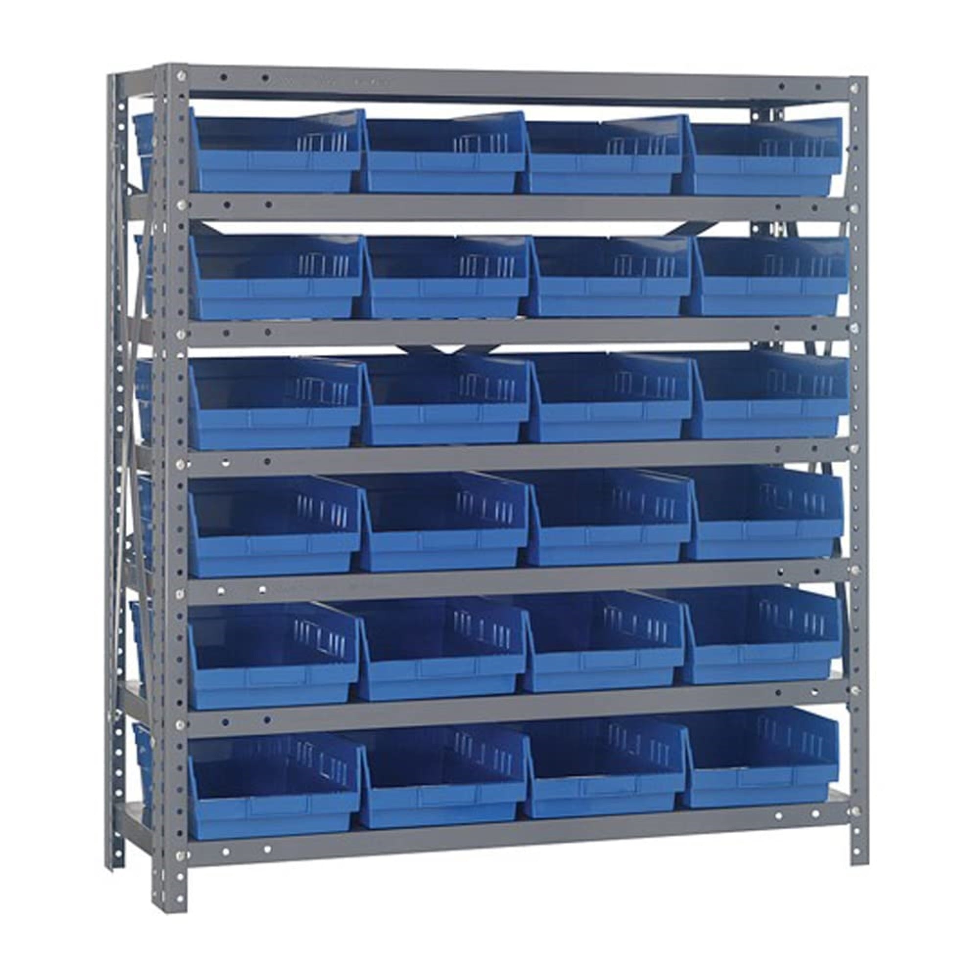 Quantum Storage Systems 1839-108Bl Steel Shelving Unit With 4 Shelf Bins, 18 D X 36 W X 39 H, Blue