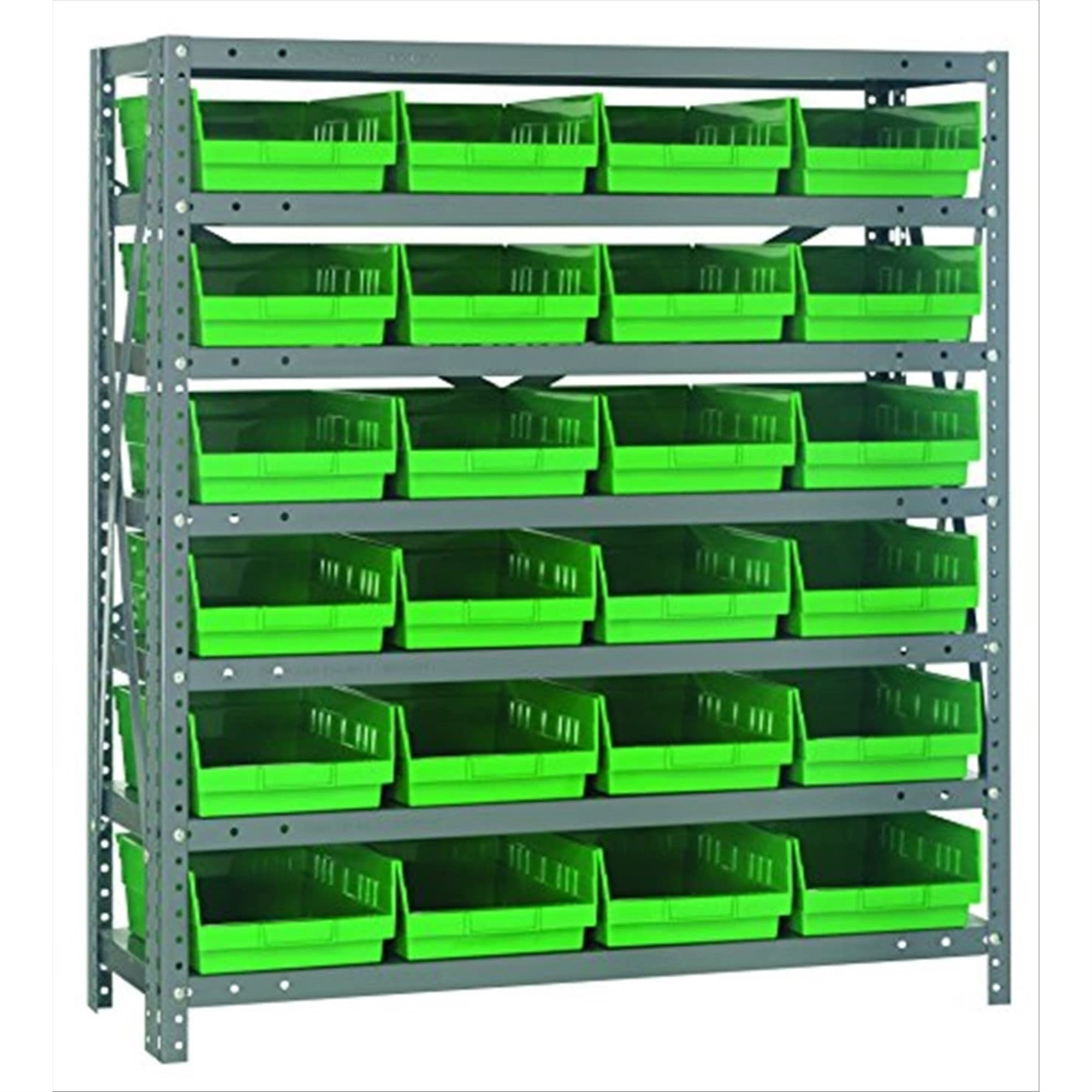 Quantum Storage Systems 1839-108Gn Steel Shelving Unit With 4 Shelf Bins, 18 D X 36 W X 39 H, Green