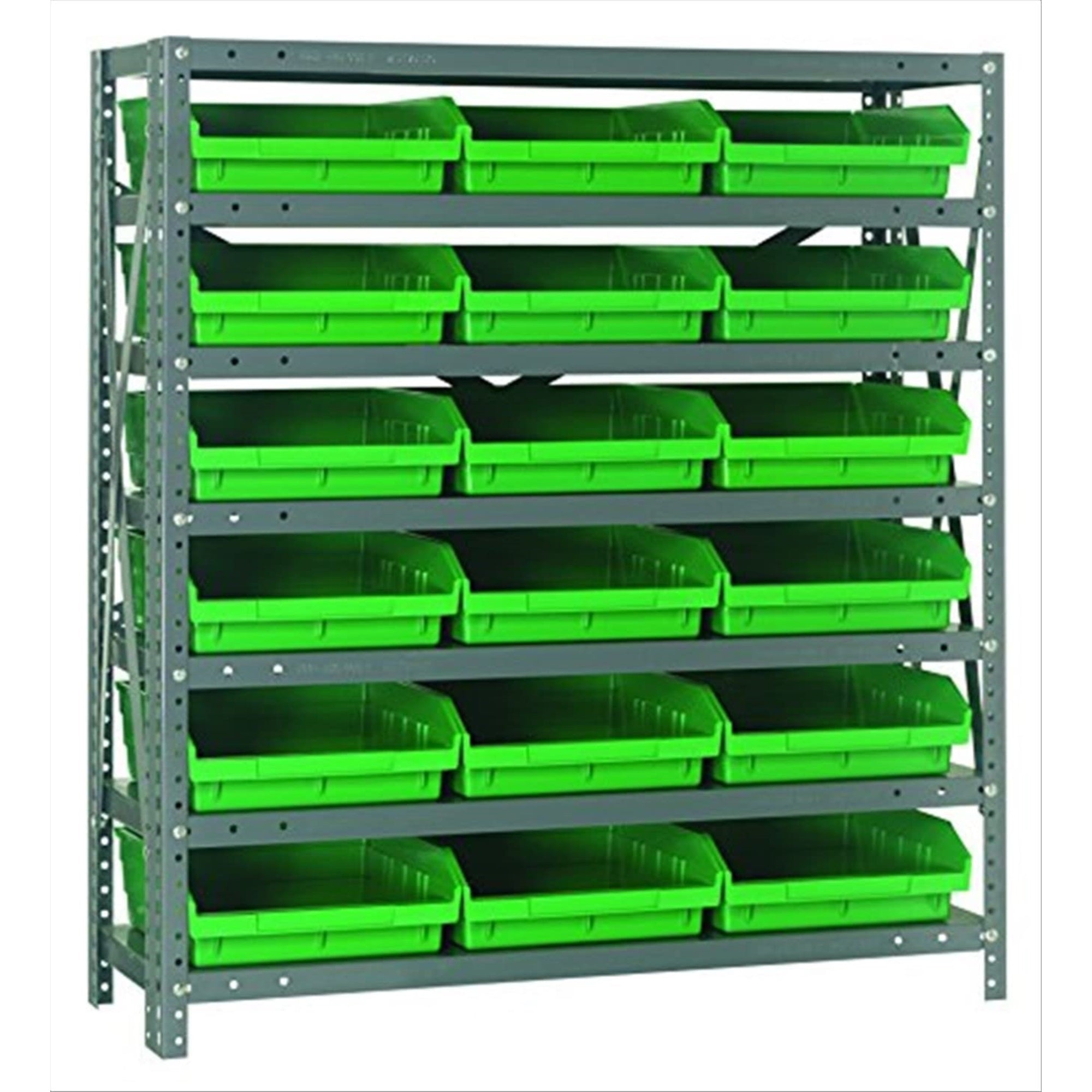 Quantum Storage Systems 1839-110Gn Steel Shelving Unit With 4 Shelf Bins, 18 D X 36 W X 39 H, Green
