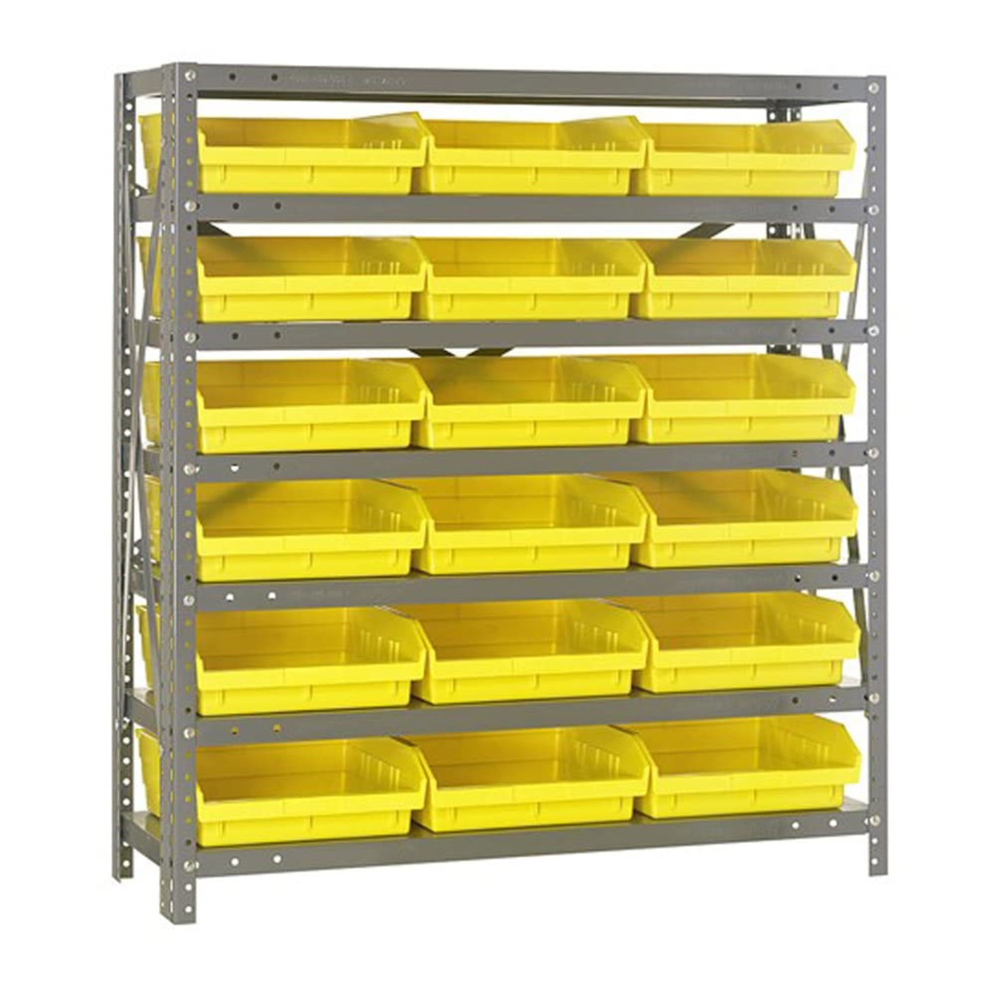 Quantum Storage Systems 1839-110Yl Steel Shelving Unit With 4 Shelf Bins, 18 D X 36 W X 39 H, Yellow