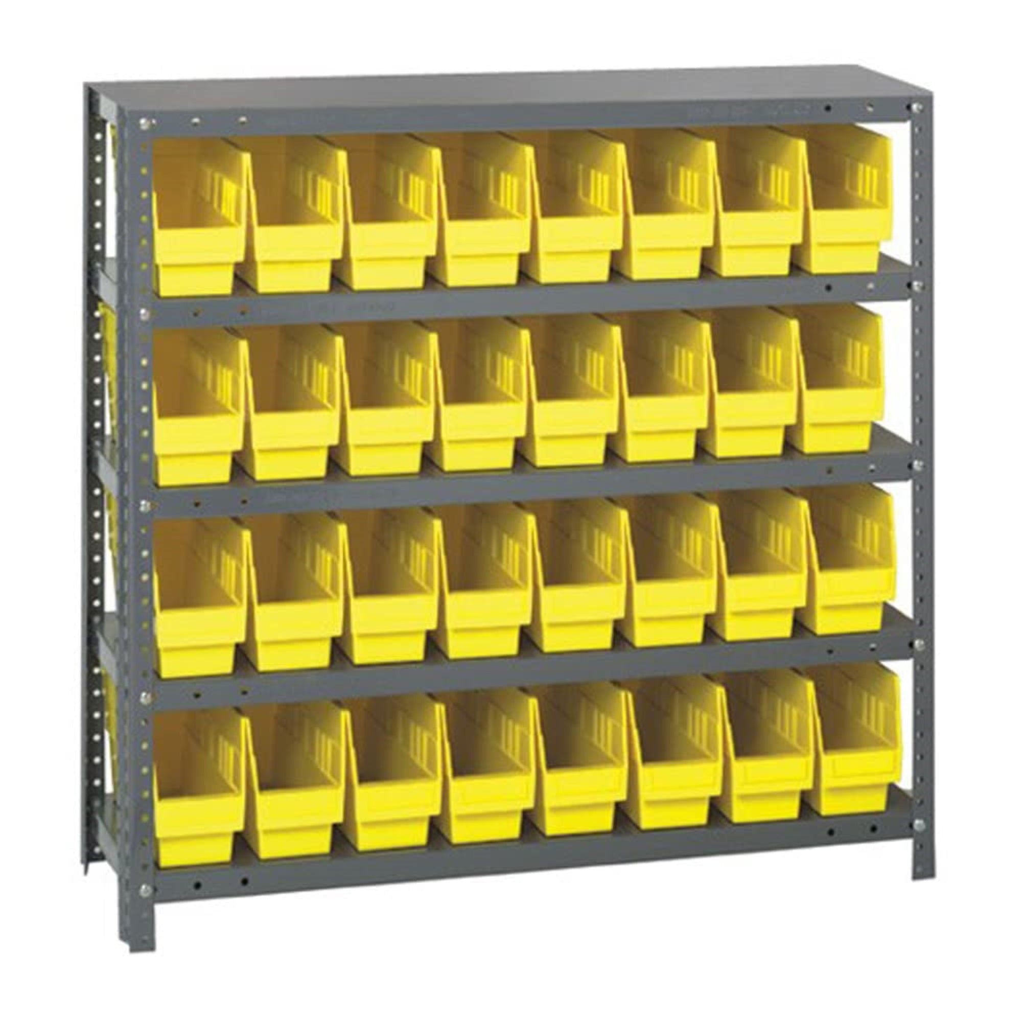 Quantum Storage Systems 1839-203Yl Store More Steel Shelving Unit With 6 Shelf Bins, 18 D X 36 W X 39 H, Yellow