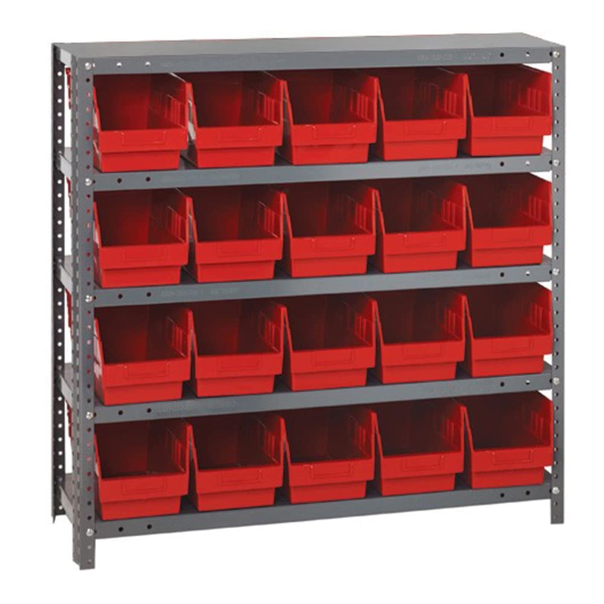 Quantum Storage Systems 1839-204Rd Store More Steel Shelving Unit With 6 Shelf Bins, 18 D X 36 W X 39 H, Red