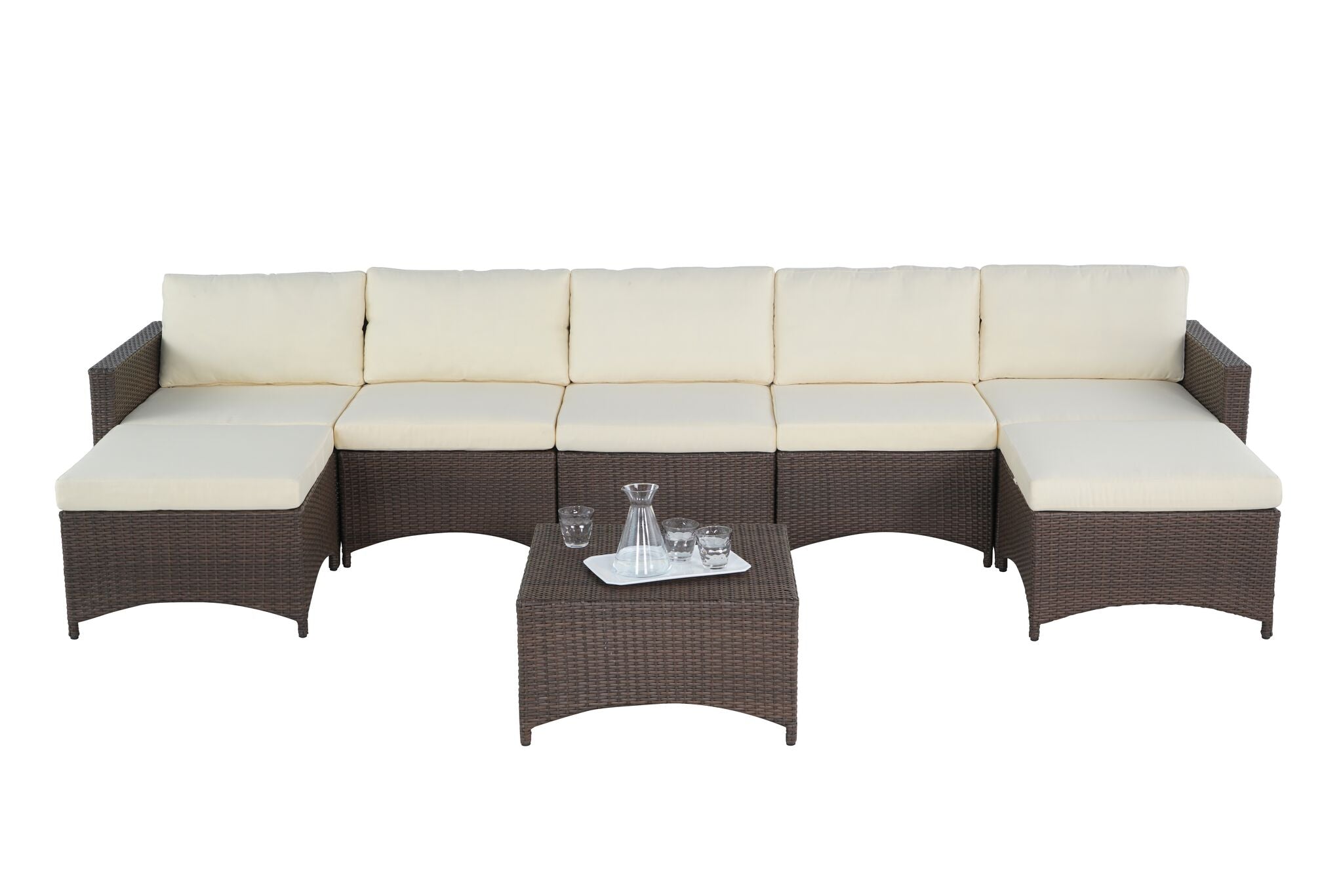 Studio Shine Collection Modular Extended Sofa with Ottoman and Coffee Table set
