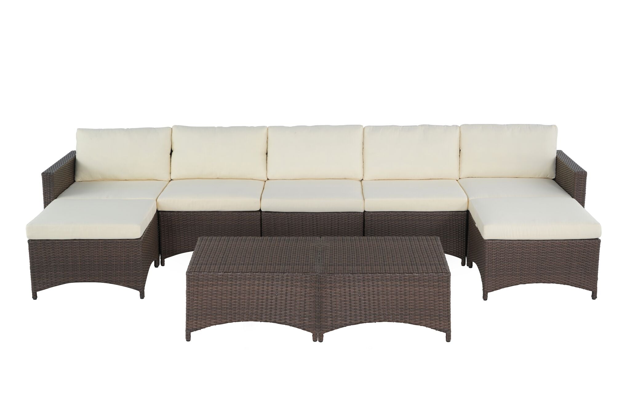Studio Shine Collection Modular Extended Sofa with Ottoman and Coffee Table set