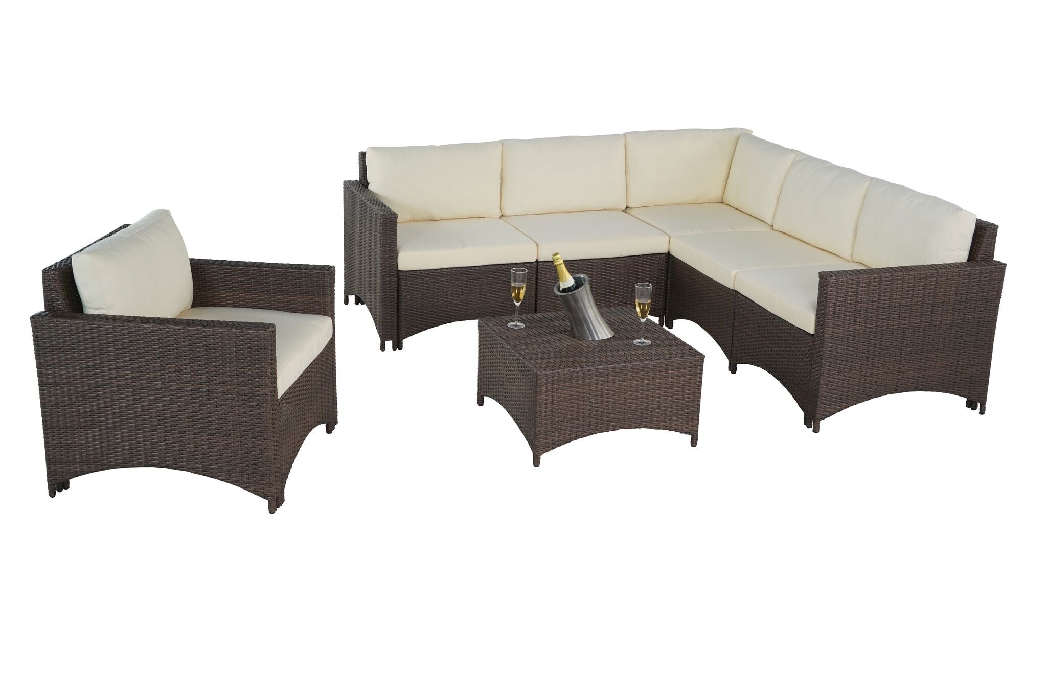 Studio Shine Collection Modular Sectional Sofa with Armchair and Coffee Table