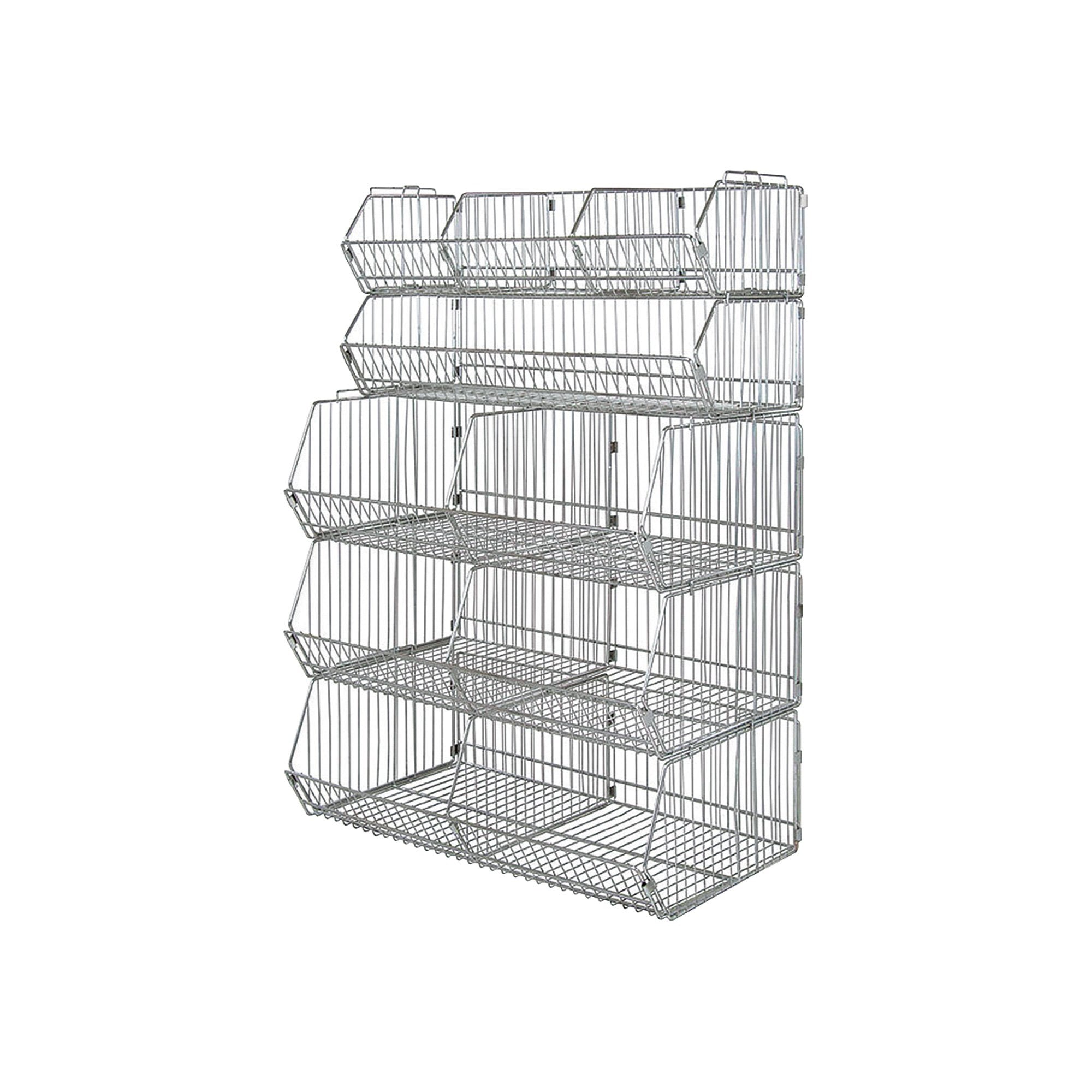 Quantum Storage Systems 1848Bc6C 5-Tier Stationary Wire Basket Unit With 3 Baskets, Chrome Finish, 18 W X 48 L X 63 H