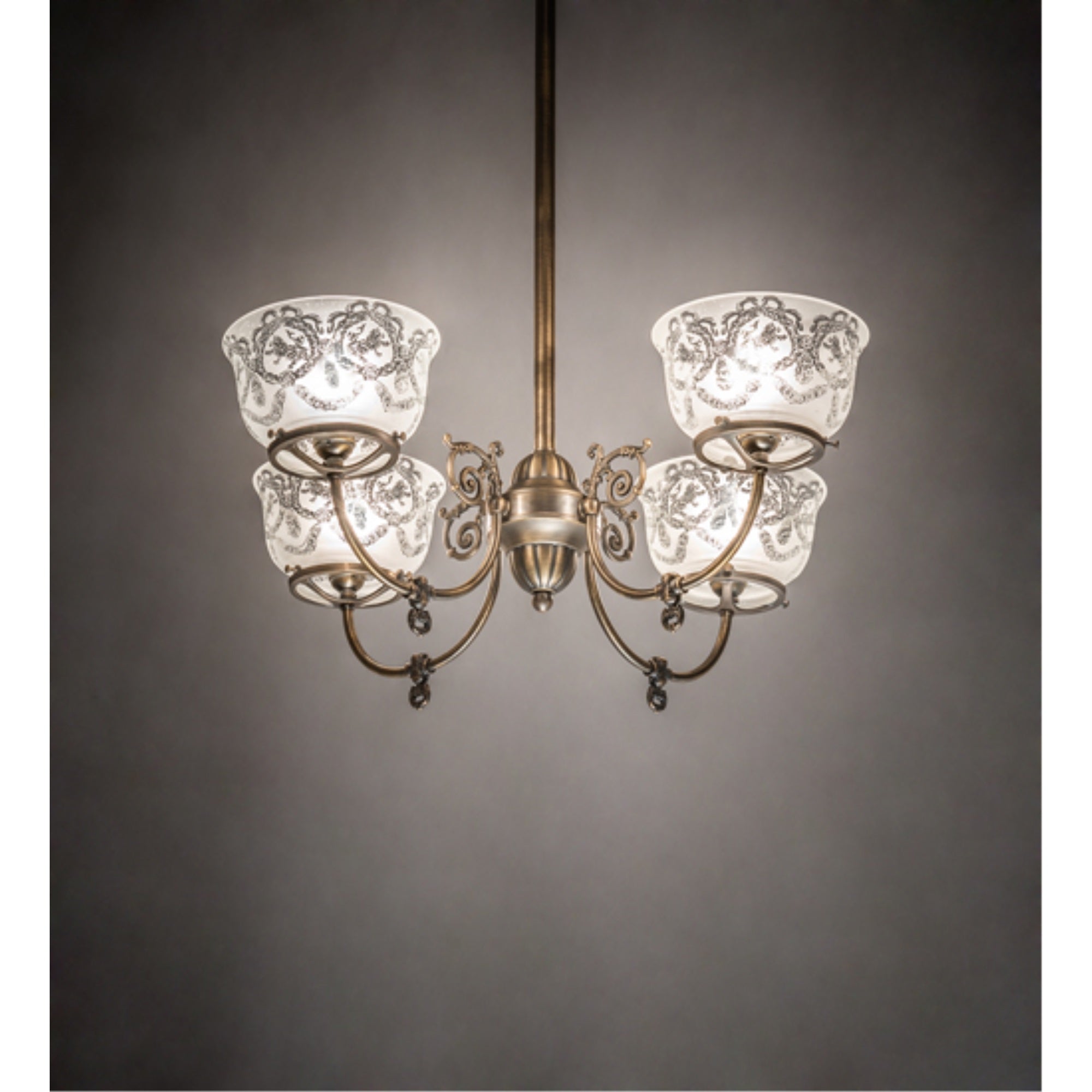 27' Wide Revival Gas & Electric 4 Light Chandelier