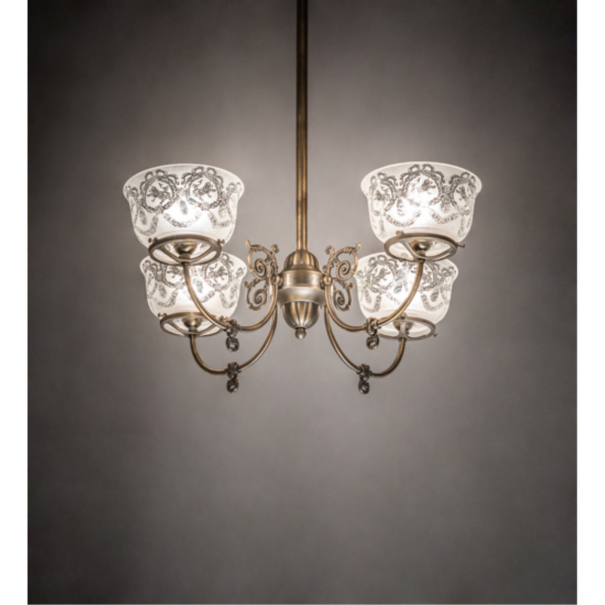 27' Wide Revival Gas & Electric 4 Light Chandelier