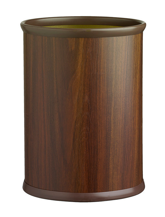 Woodcraft Walnut 14 Inches Oval Waste Basket Black Bumper