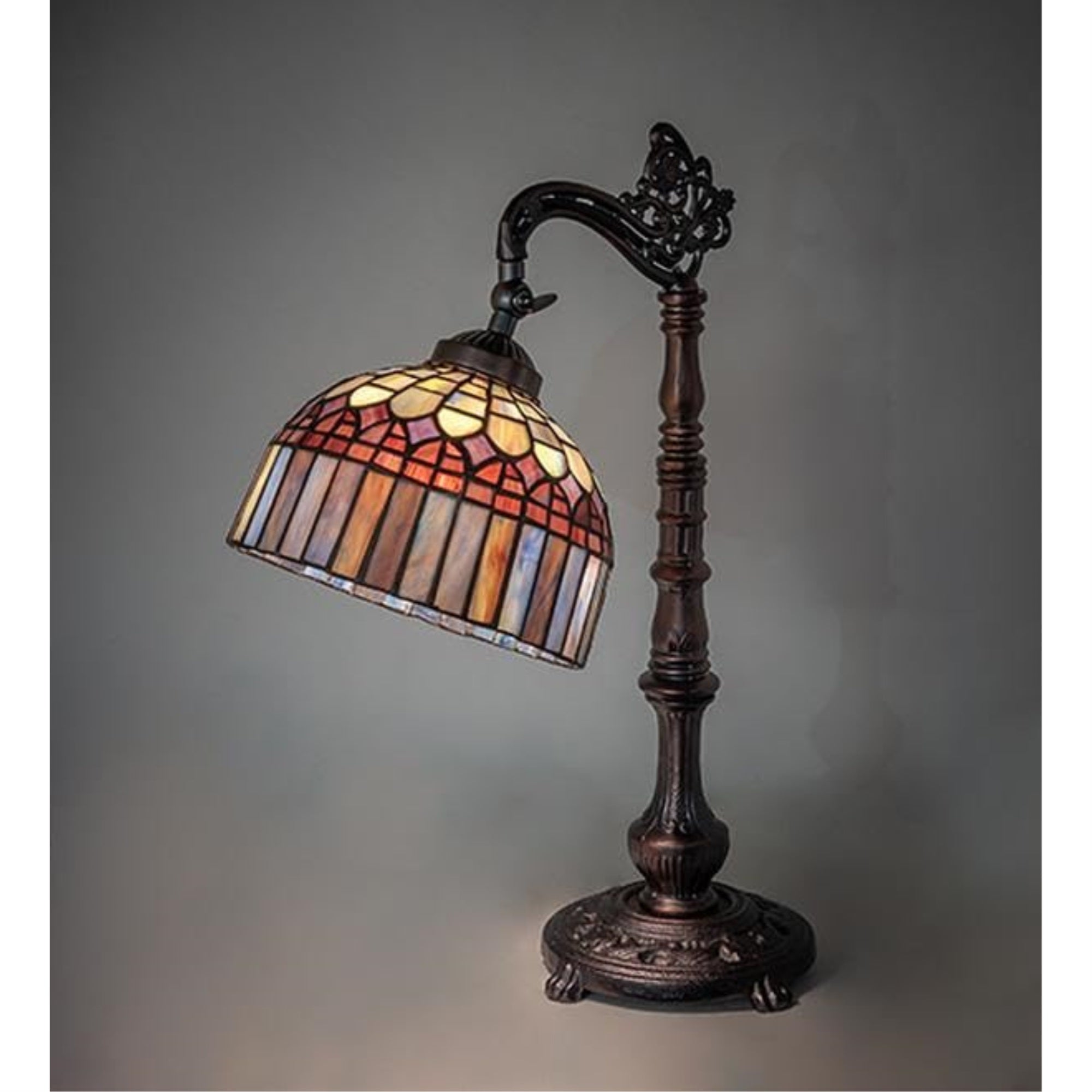 20' High Tiffany Candice Bridge Arm Table Lamp