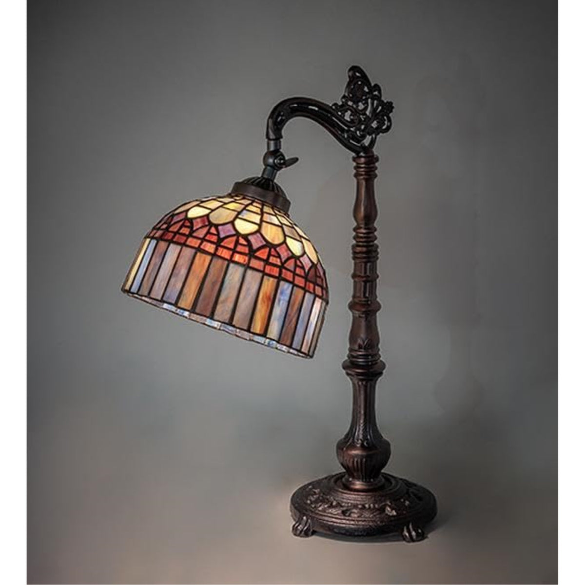 20' High Tiffany Candice Bridge Arm Table Lamp