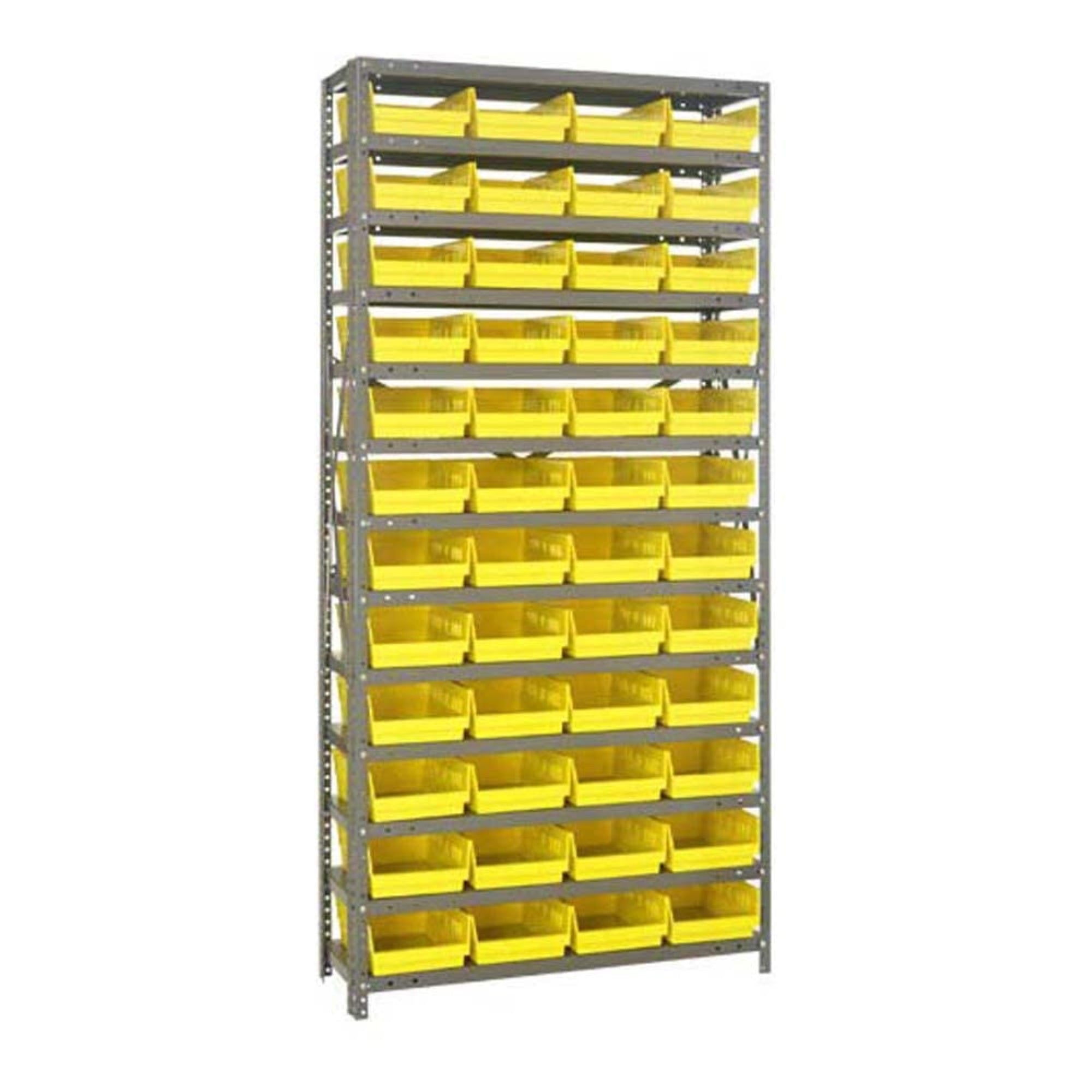 Quantum Storage Systems 1875-108Yl Steel Shelving Unit With 4 Shelf Bins, 18 D X 36 W X 75 H, Yellow