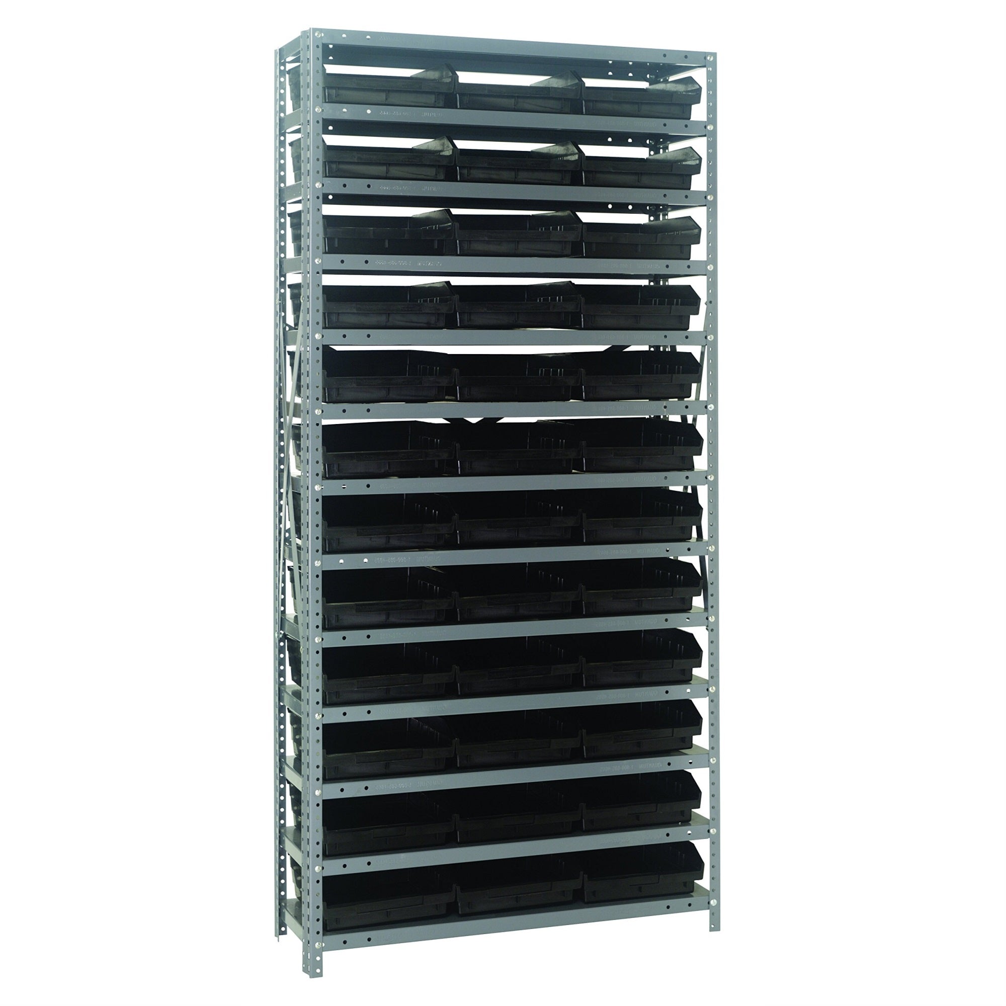 Quantum Storage Systems 1875-110Bk Steel Shelving Unit With 4 Shelf Bins, 18 D X 36 W X 75 H, Black