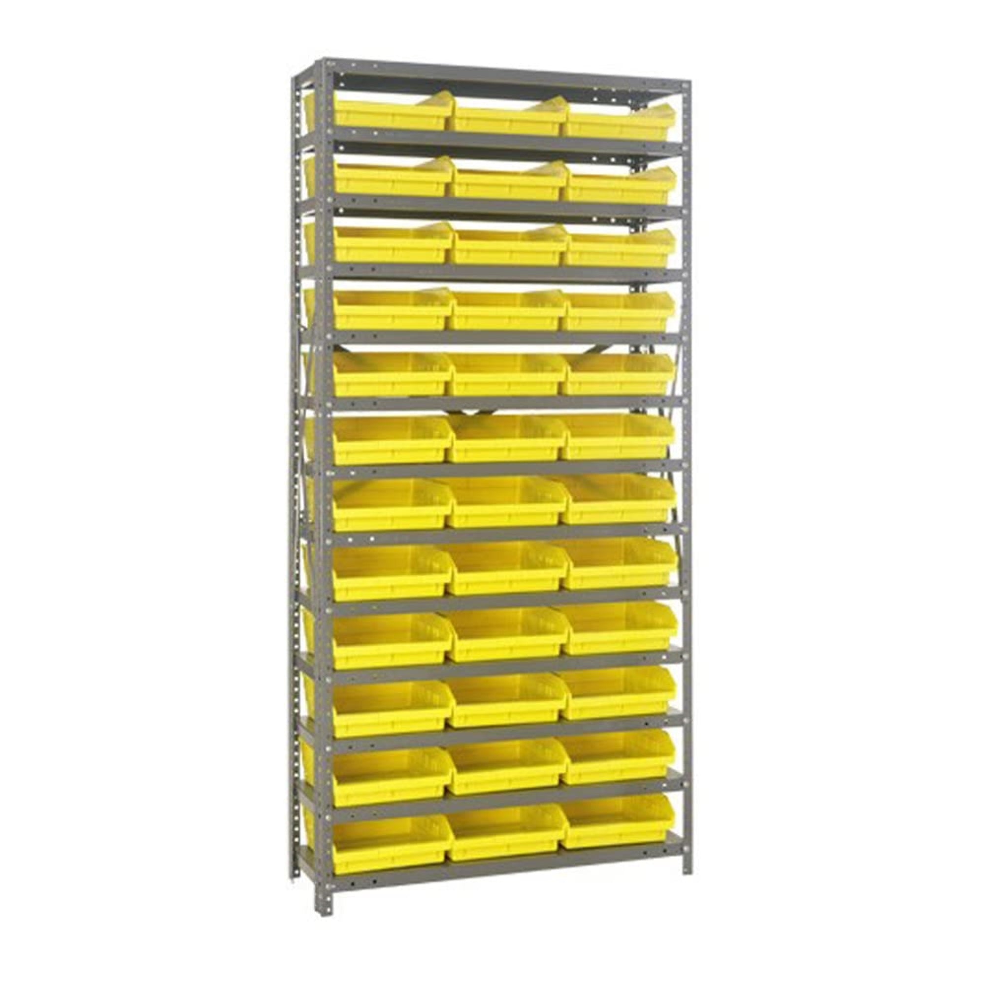 Quantum Storage Systems 1875-110Yl Steel Shelving Unit With 4 Shelf Bins, 18 D X 36 W X 75 H, Yellow