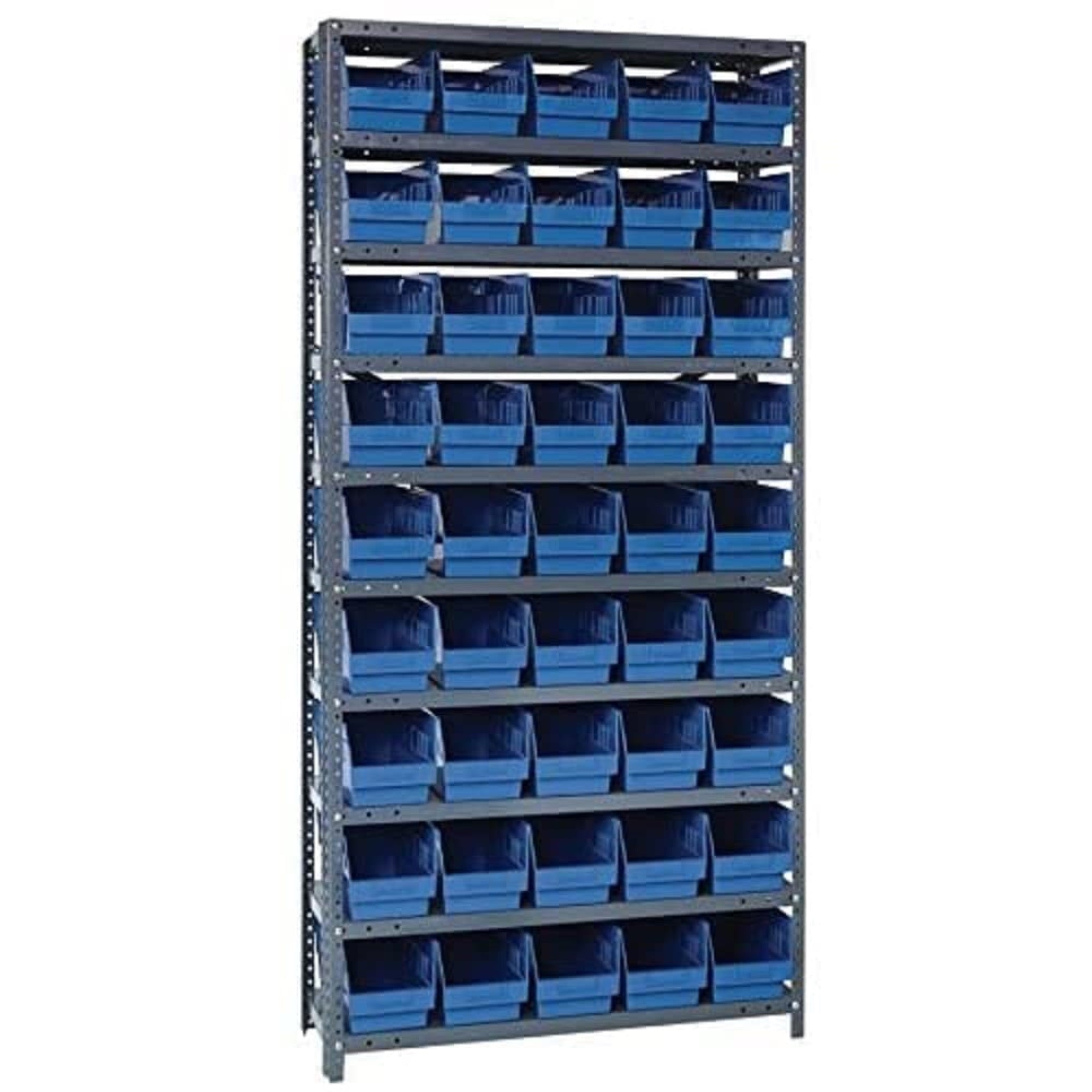 Quantum Storage Systems 1875-204Bl Store More Steel Shelving Unit With 6 Shelf Bins, 18 D X 36 W X 75 H, Blue
