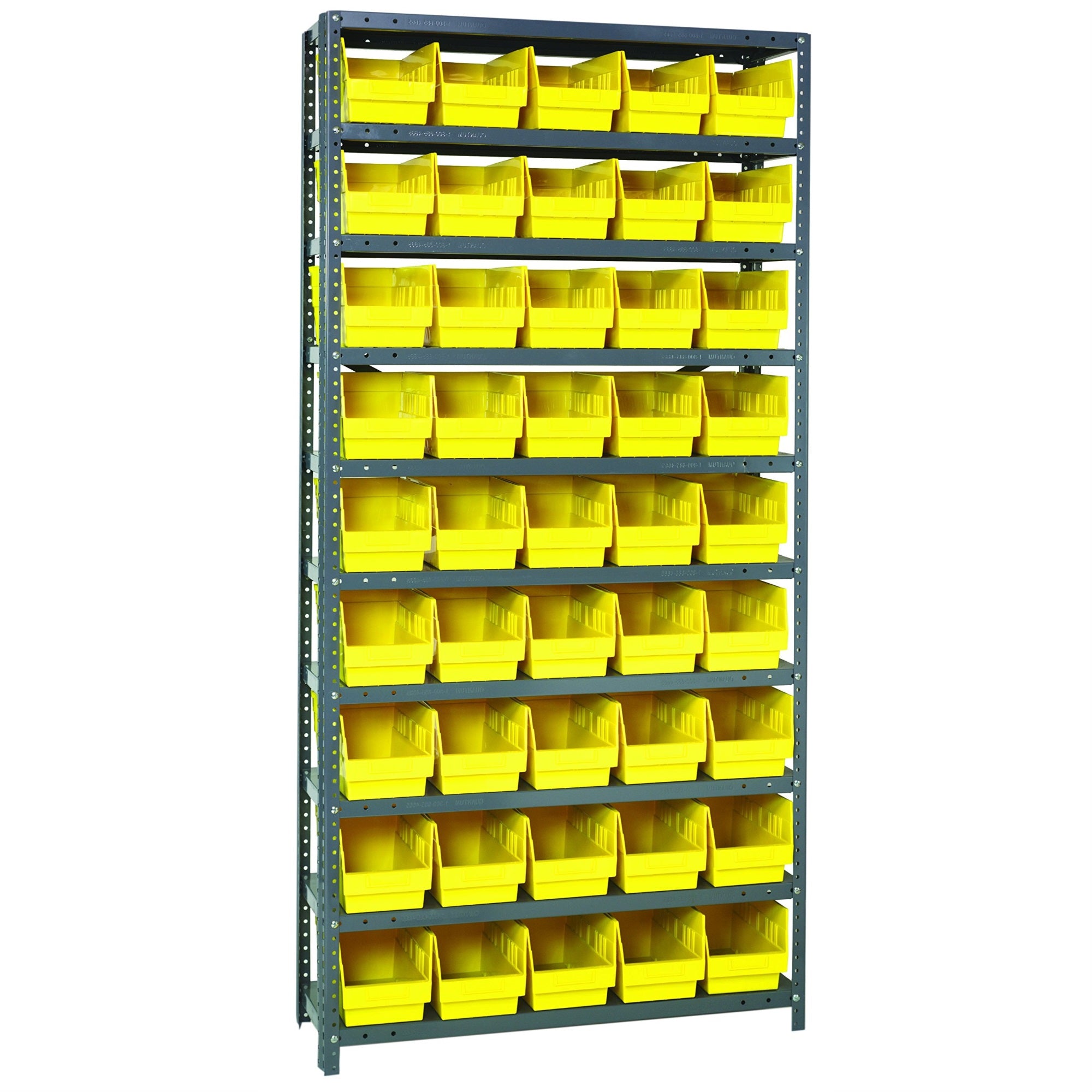 Quantum Storage Systems 1875-204Yl Store More Steel Shelving Unit With 6 Shelf Bins, 18 D X 36 W X 75 H, Yellow