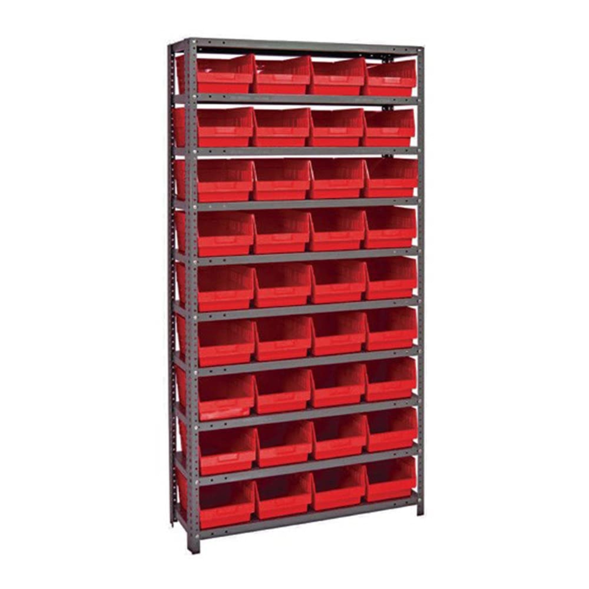 Quantum Storage Systems 1875-208Rd Store More Steel Shelving Unit With 6 Shelf Bins, 18 D X 36 W X 75 H, Red