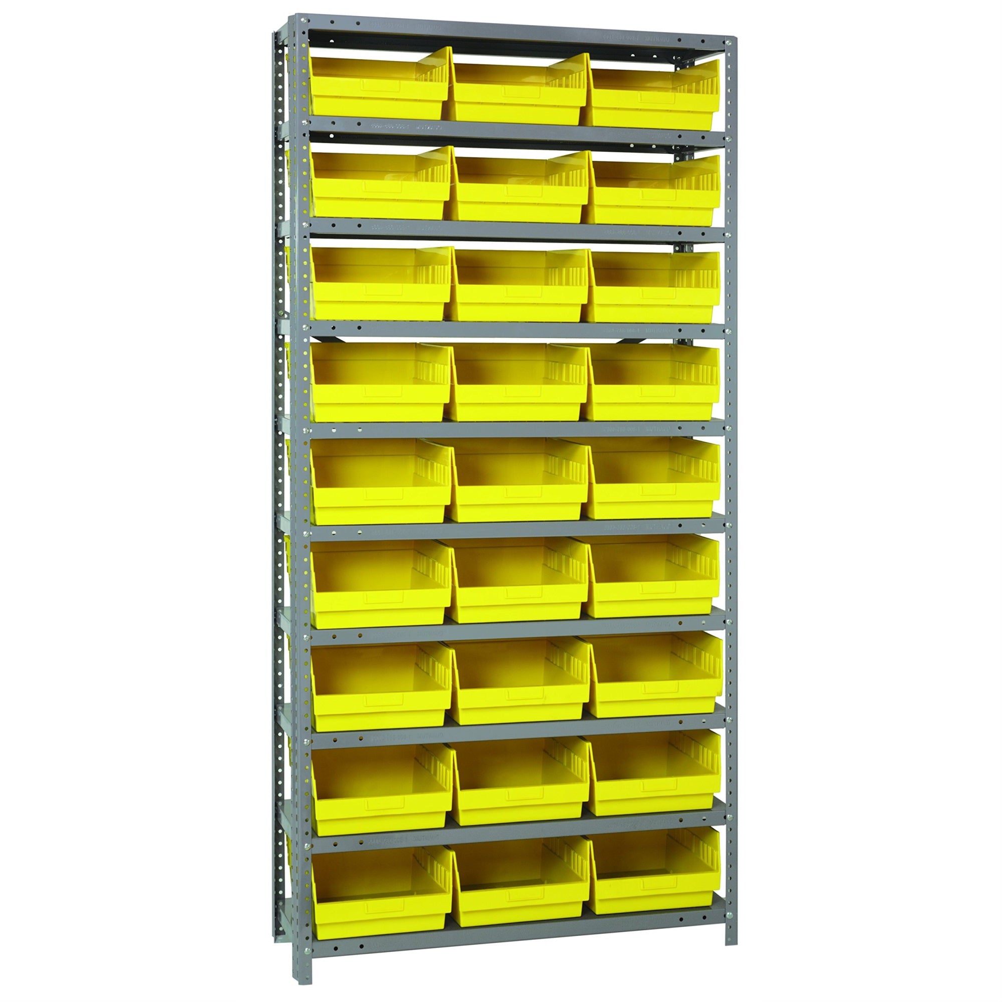 Quantum Storage Systems 1875-210Yl Store More Steel Shelving Unit With 6 Shelf Bins, 18 D X 36 W X 75 H, Yellow