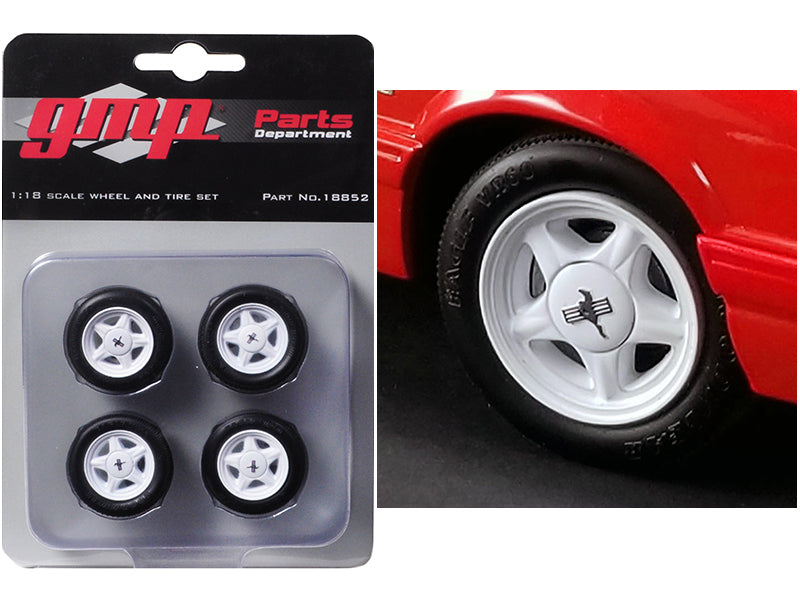 Pony Wheels And Tires Set Of 4 Pieces From '1992 Ford Mustang Lx' 1/18 By Gmp