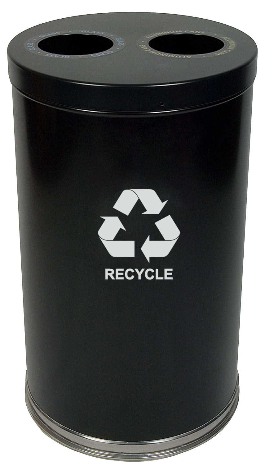 18Rtbk-2H-Vv Ergode Emoti-Can | Dual Opening Recycling Container With Lift-Off Lid, Stainless Steel Bottom Band, 2 Half-Moon Lin