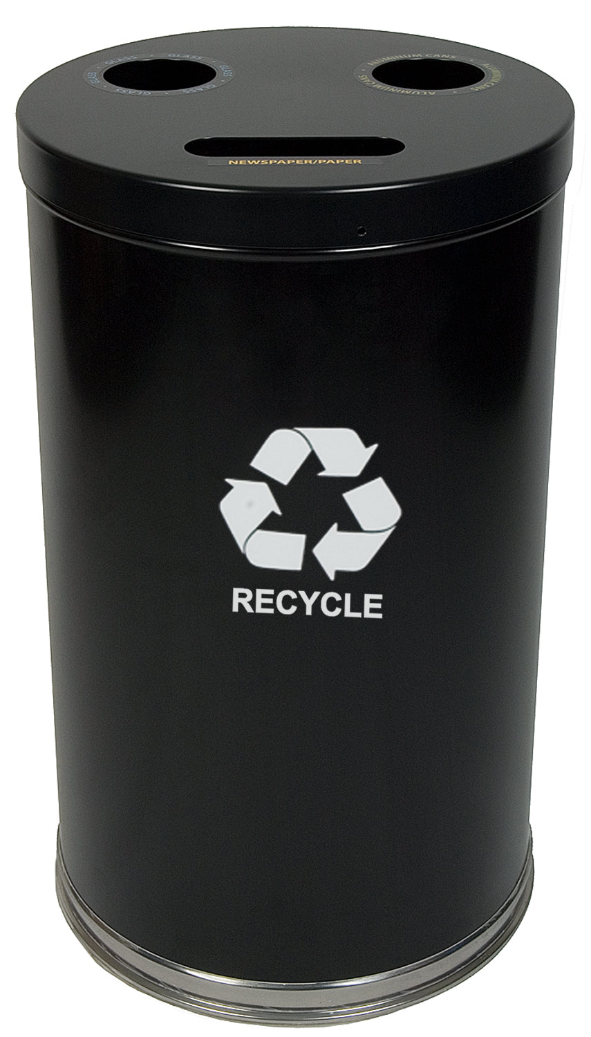 18Rtbk-Vv Ergode Emoti-Can | 3 Openings For Easy Recycling | Lift-Off Top | Stainless Steel Bottom Band | 3 Separate Liners | Du