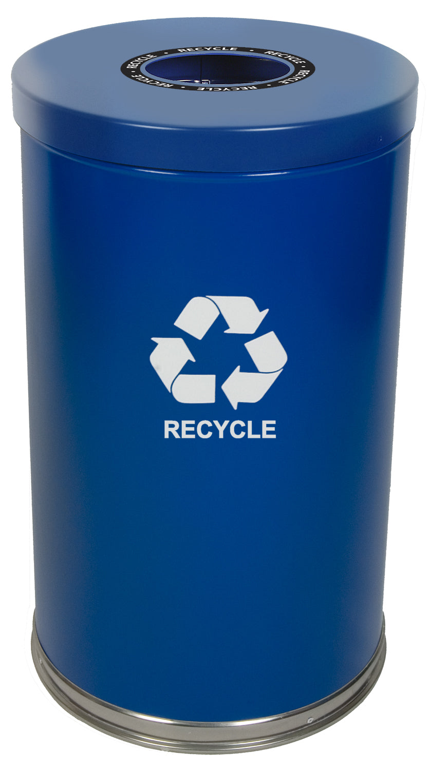 18Rtbl-1H-Vv Ergode Emoti-Can | Single Stream Recycling & Waste Disposal Container | Stainless Steel Bottom Band | Lift-Off Lid