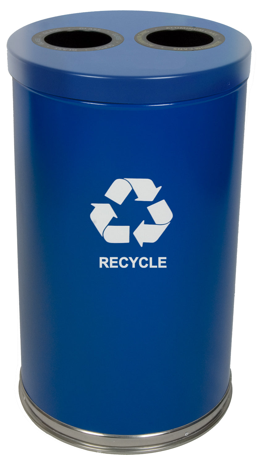 18Rtbl-2H-Vv Ergode Emoti-Can | Dual Opening Recycling Container With Lift-Off Lid, Stainless Steel Bottom Band, 2 Half-Moon Lin
