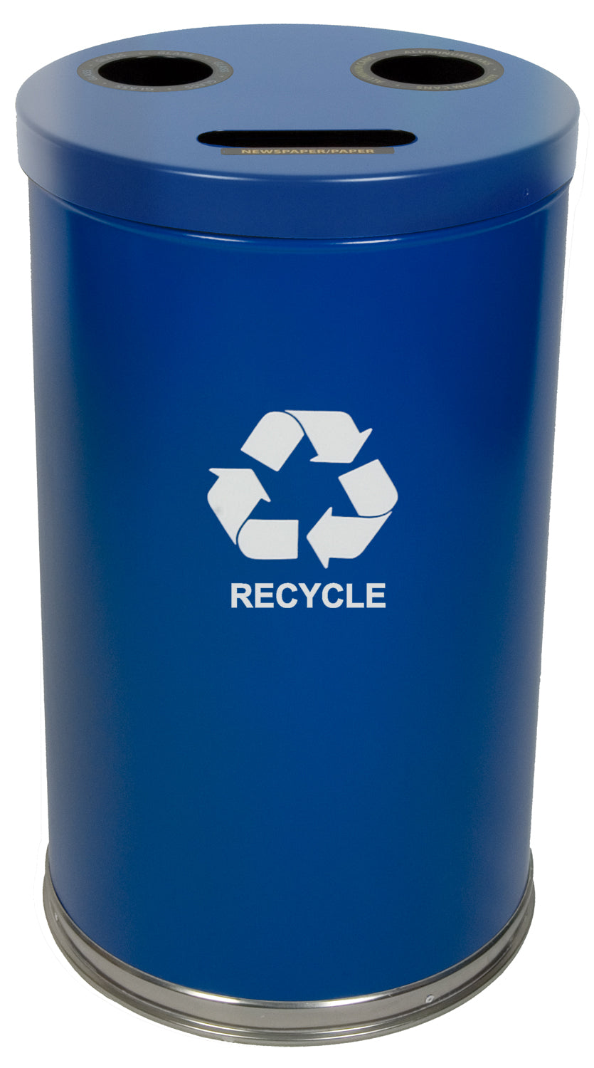 18Rtbl-Vv Ergode Emoti-Can | Recycling Container With 3 Openings, Lift-Off Top, Stainless Steel Bottom Band, And 3 Separate Line