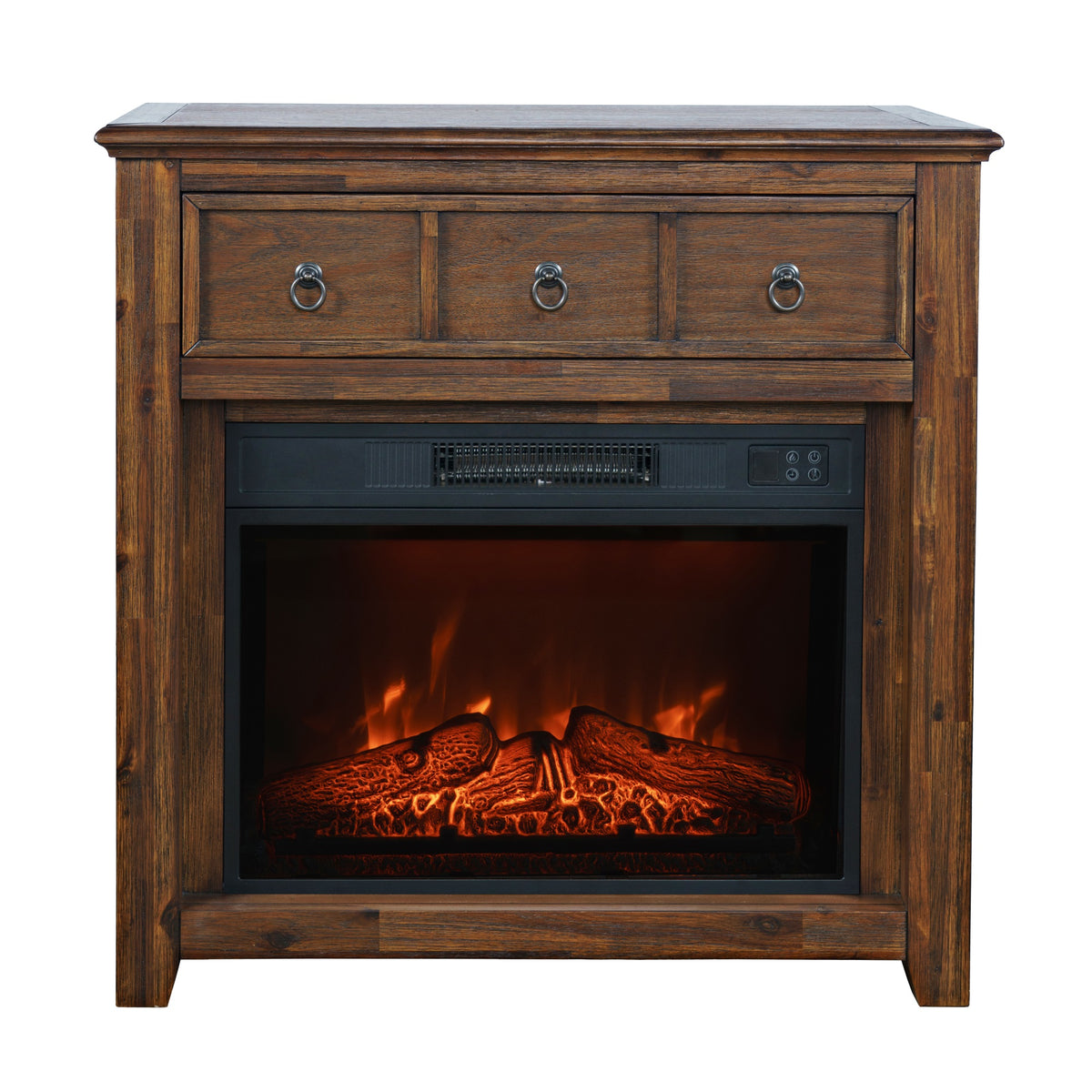 Bakersfield Traditional Rustic 32' Electric Fireplace Wire Brushed Console Tv Stand