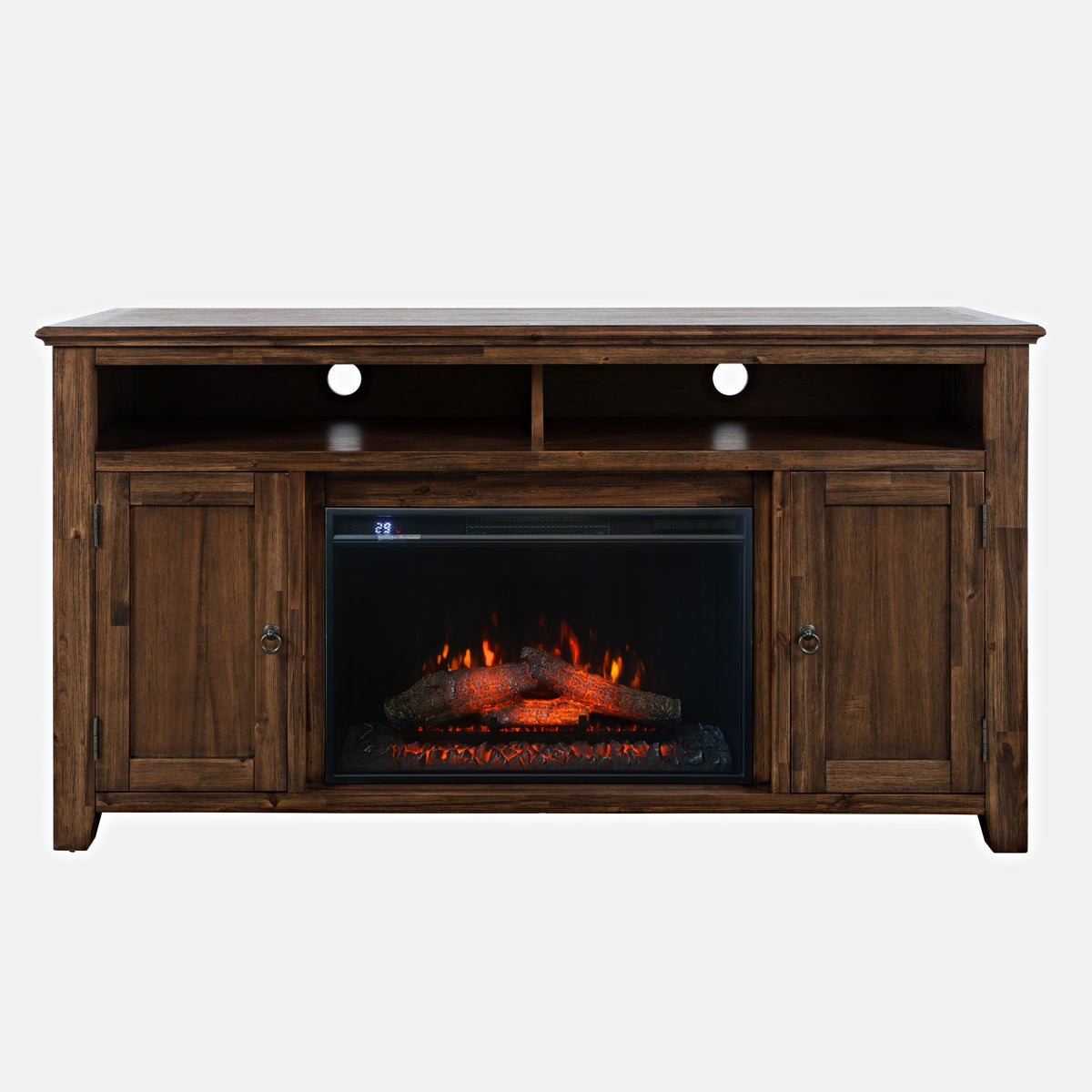 Bakersfield Transitional Rustic 60' Storage Console Tv Stand With Electric Fireplace