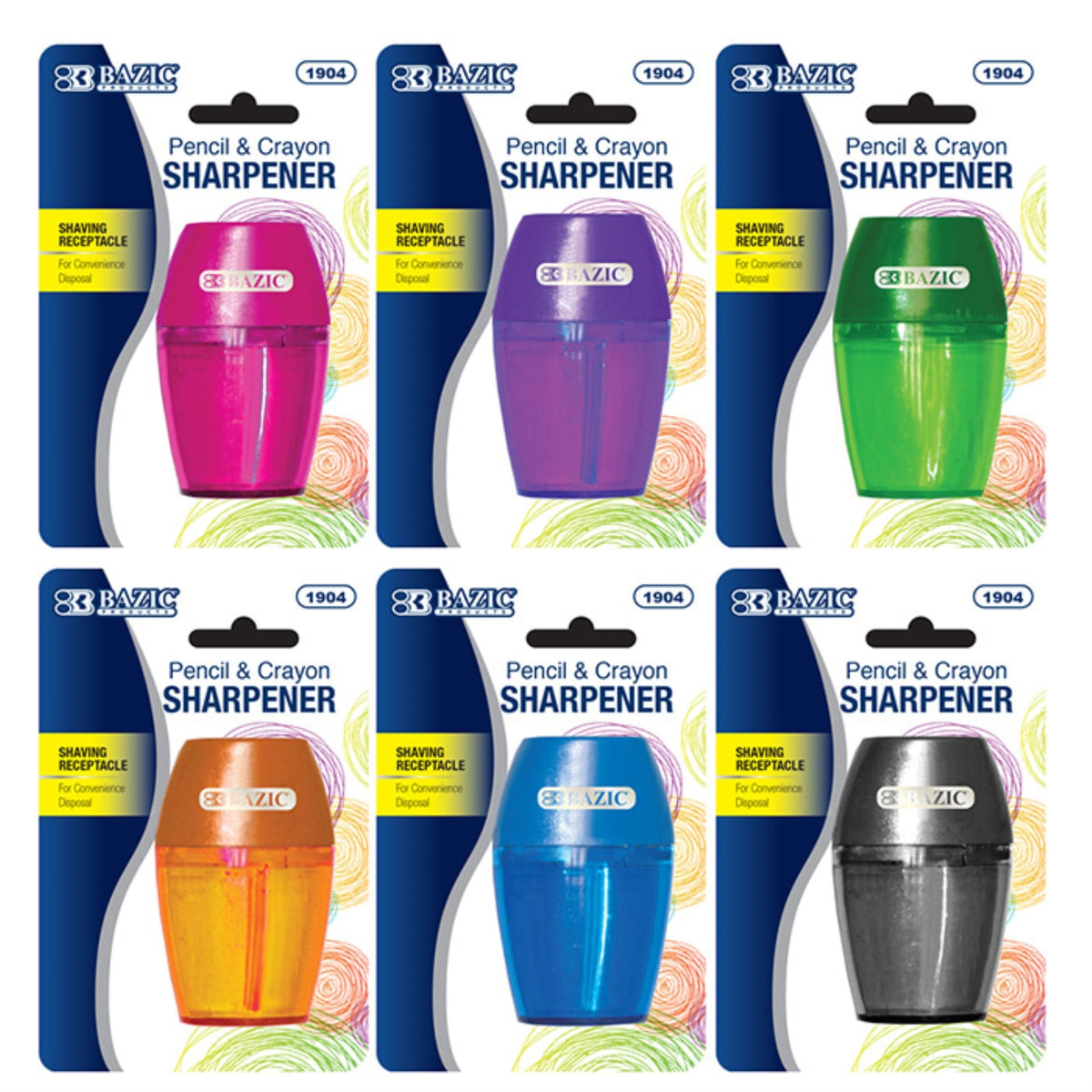 Bazic Single Hole Sharpener W/ Receptacle / Box Qty - 24