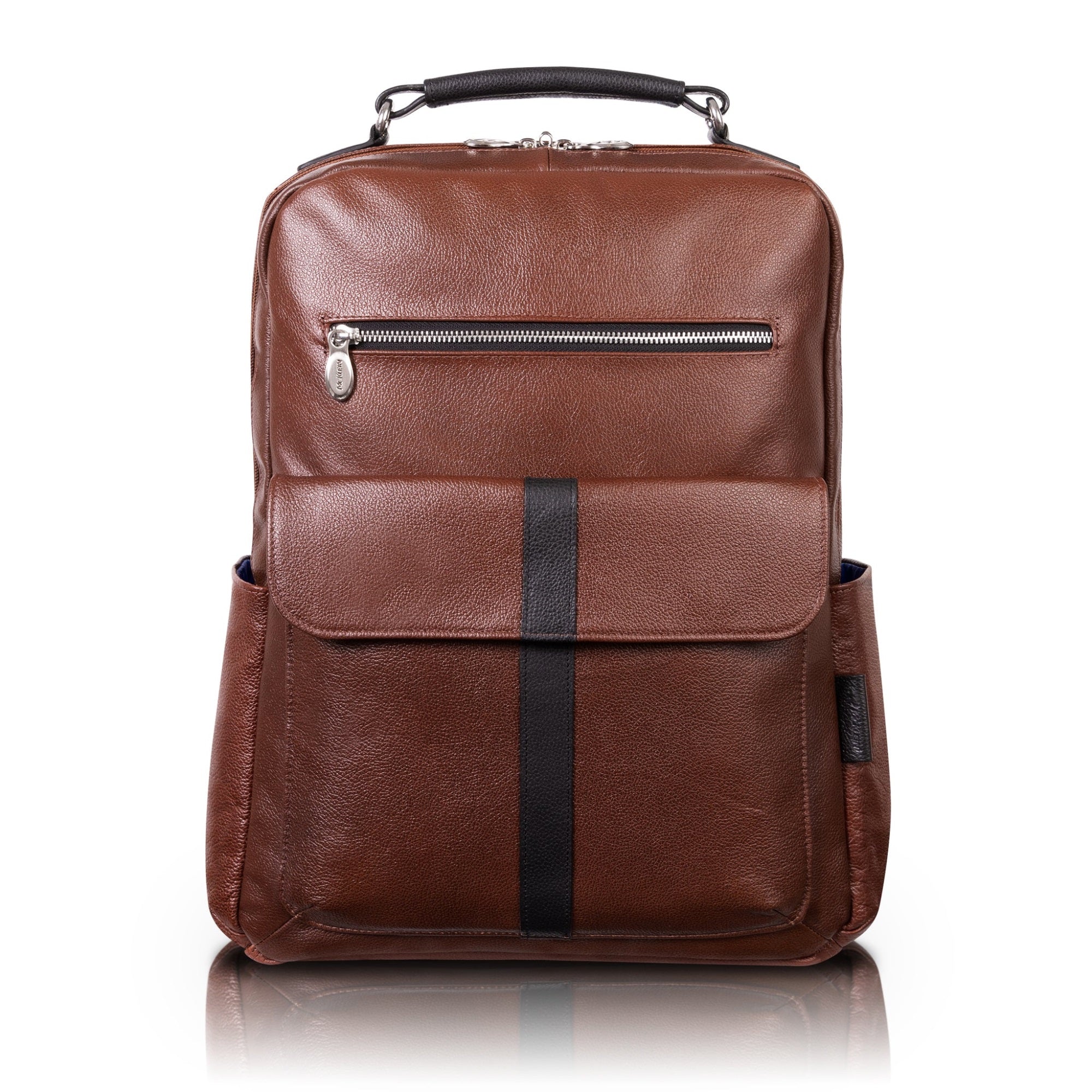 U Series | Logan | 17 Leather, Two-Tone, Dual-Compartment, Laptop & Tablet Backpack - Brown