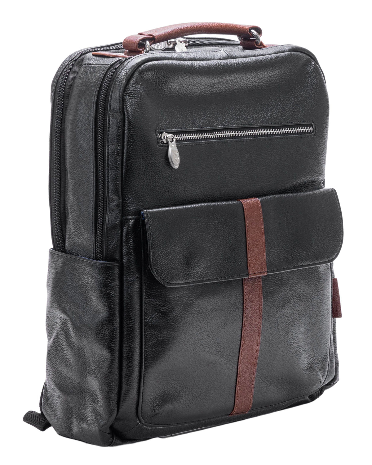 U Series | Logan | 17 Leather, Two-Tone, Dual-Compartment, Laptop & Tablet Backpack - Black